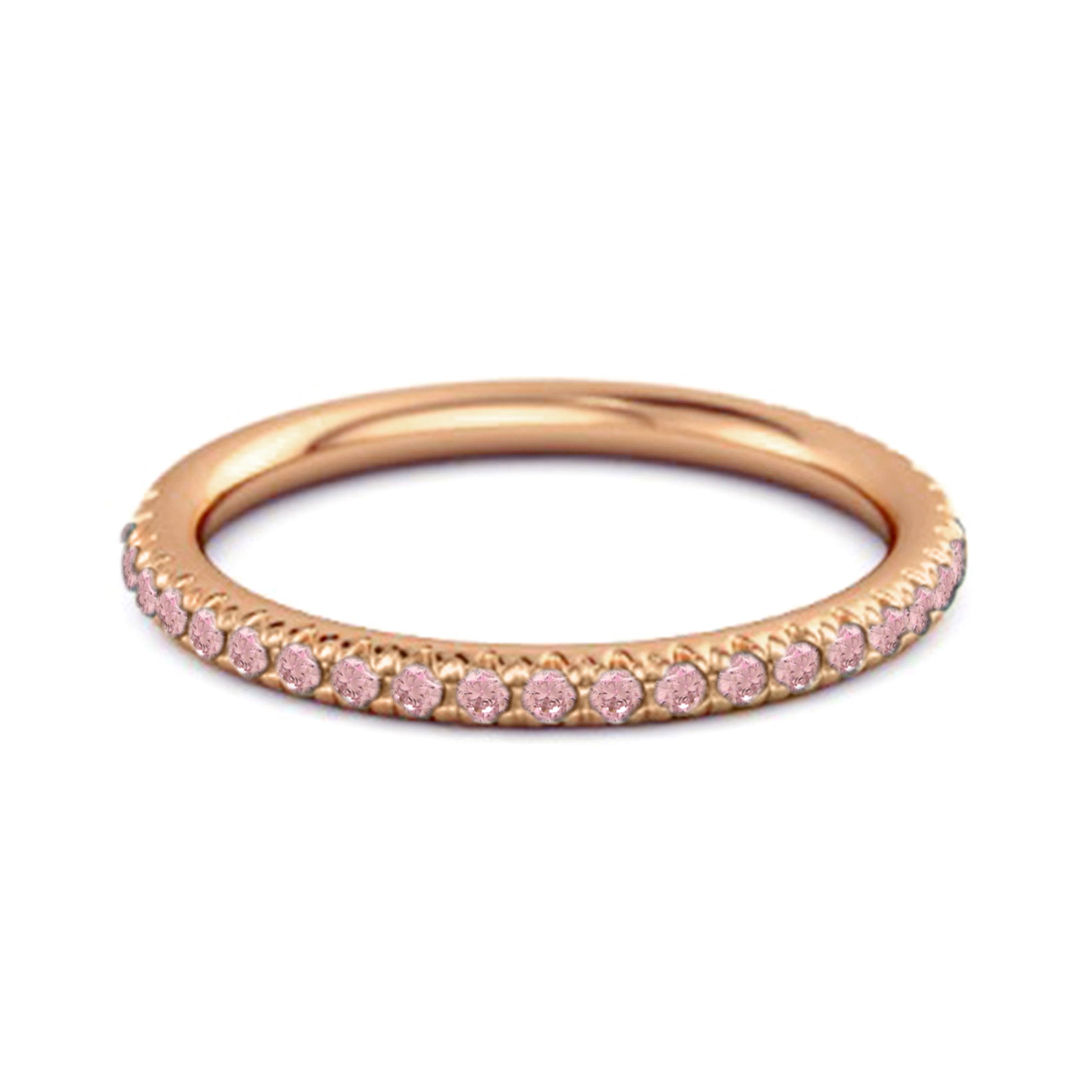 Pink CZ Eternity Band Ring - Sterling Silver