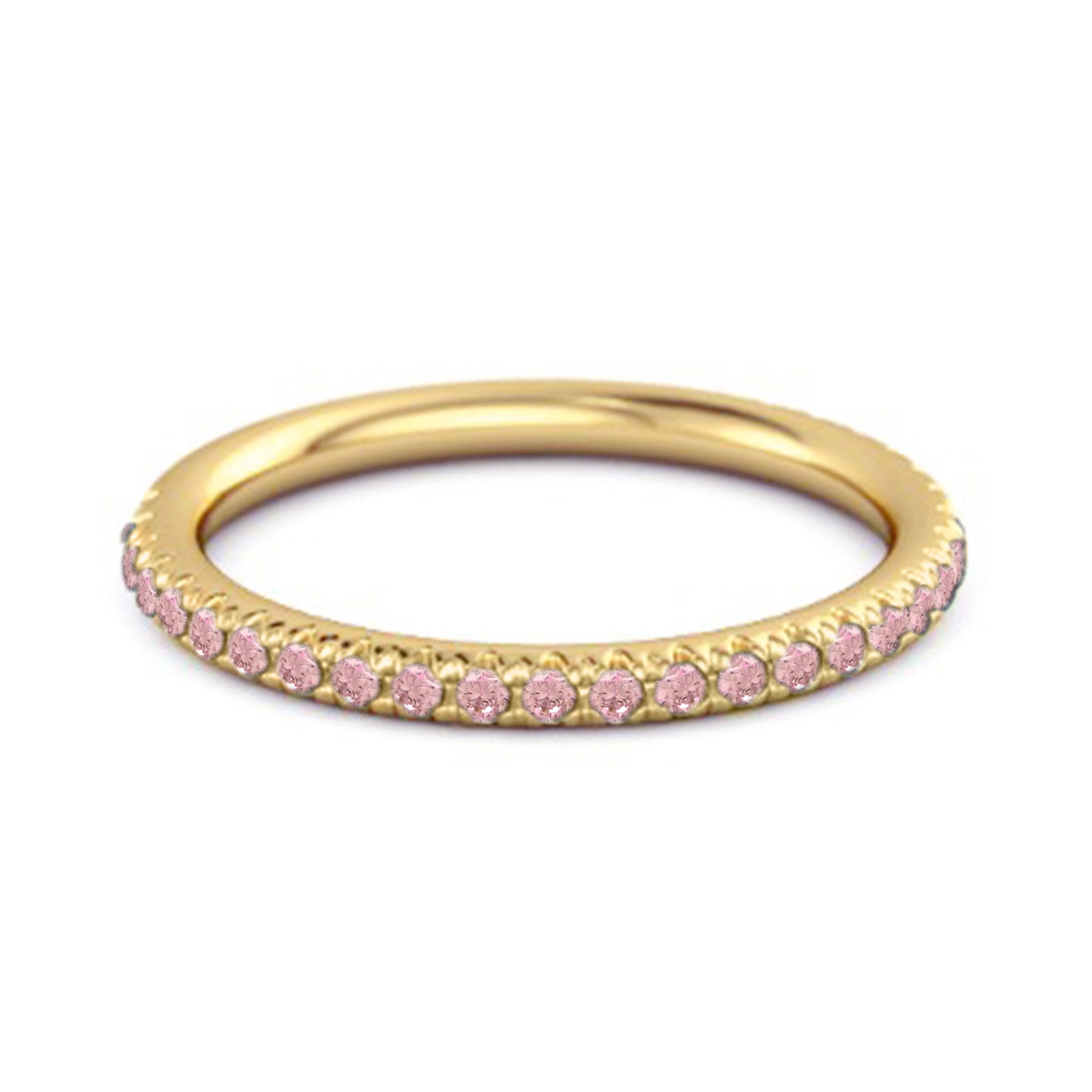 Pink CZ Eternity Band Ring - Sterling Silver