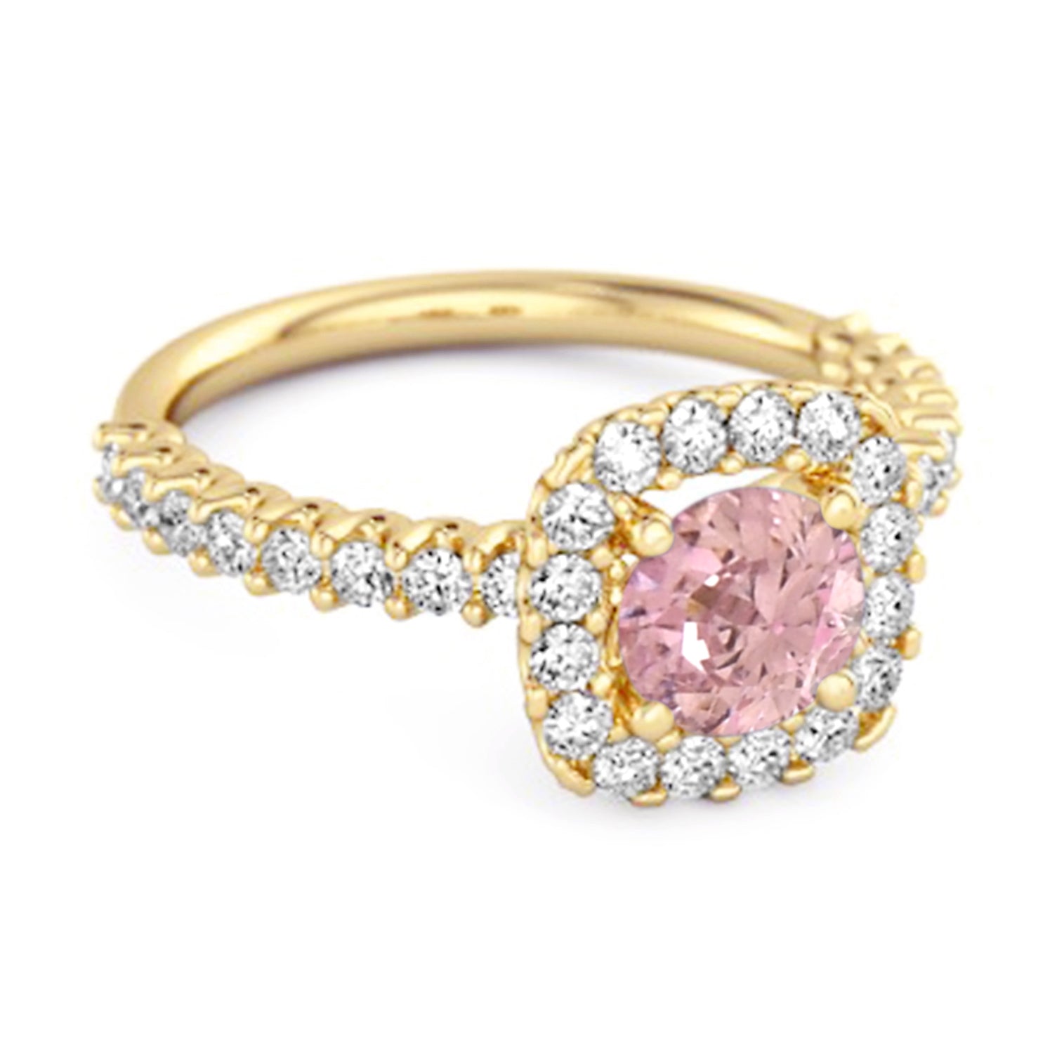Anello con alone in argento sterling 925 con zirconi rosa taglio rotondo, regalo da principessa