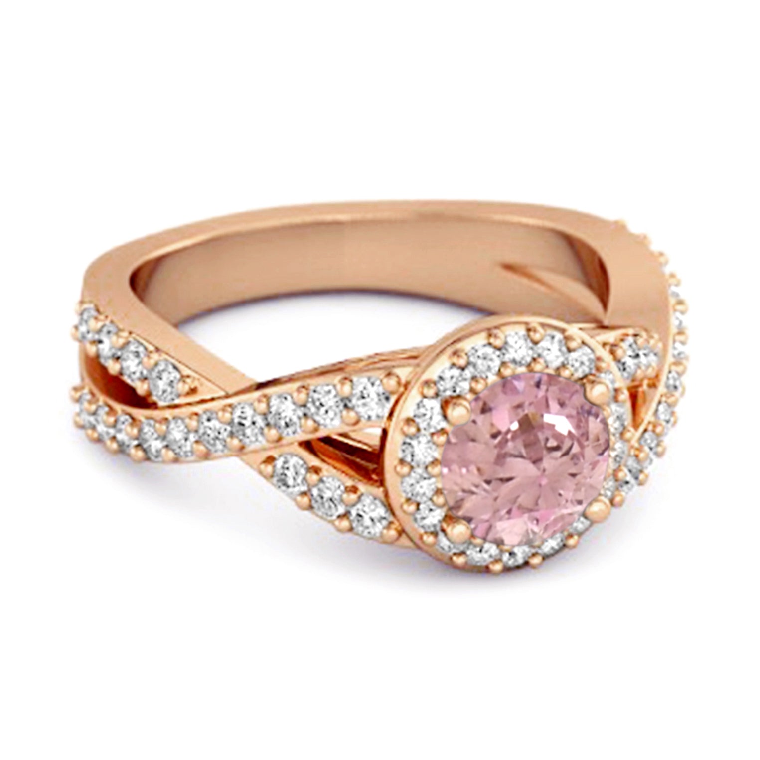 Anello infinito in argento sterling 925 con zirconi rosa e accenti solitari