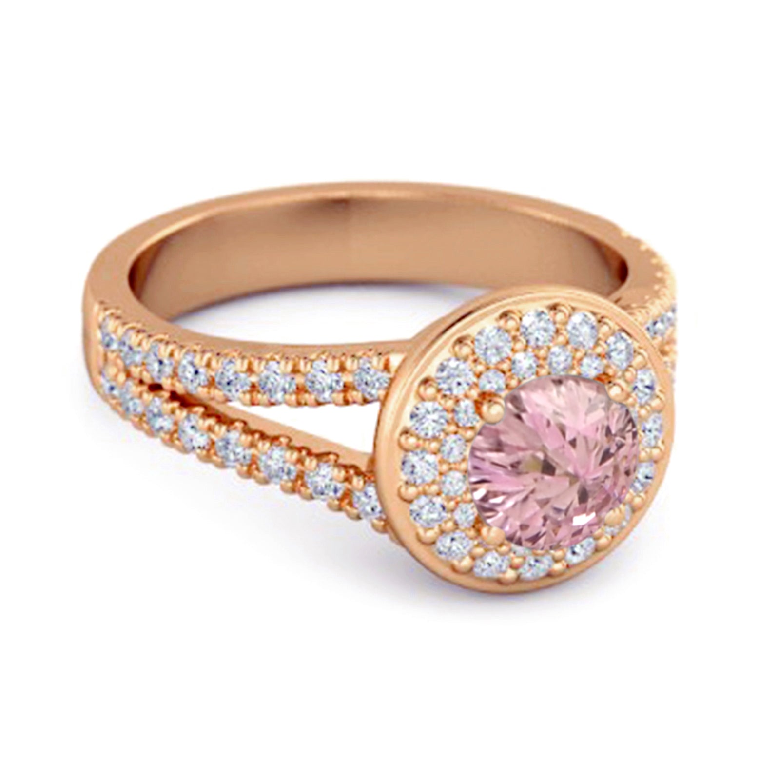 Bellissimo anello con doppio alone in argento sterling 925 con zirconi rosa rotondi