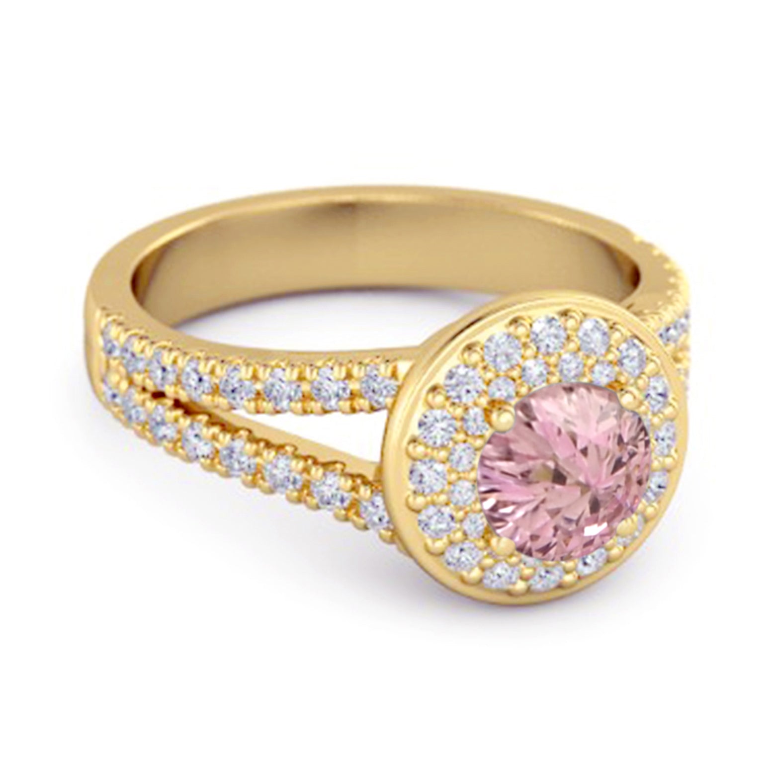 Bellissimo anello con doppio alone in argento sterling 925 con zirconi rosa rotondi