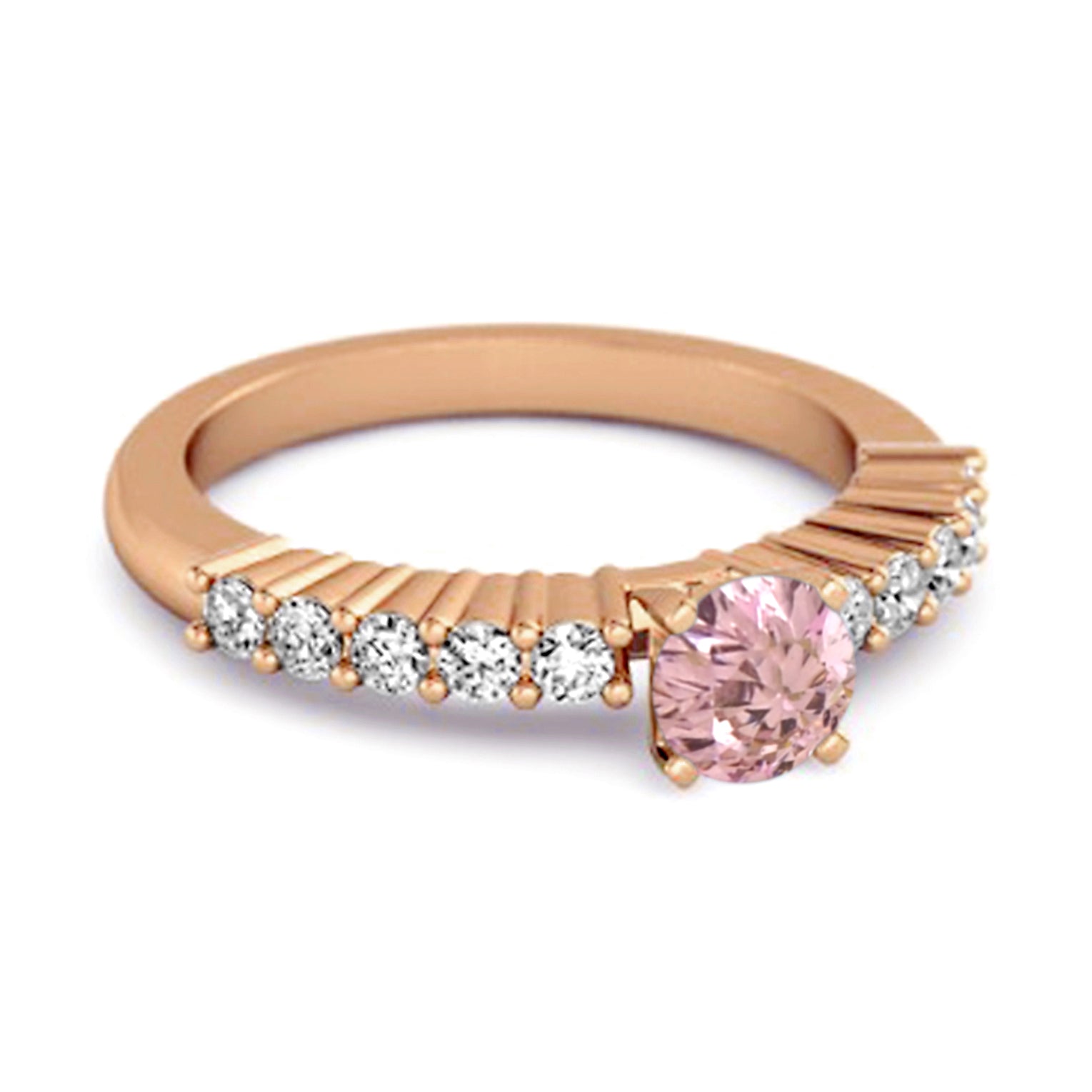 Anello da sposa in argento sterling con zirconi rosa da 0,10 carati e accenti solitari
