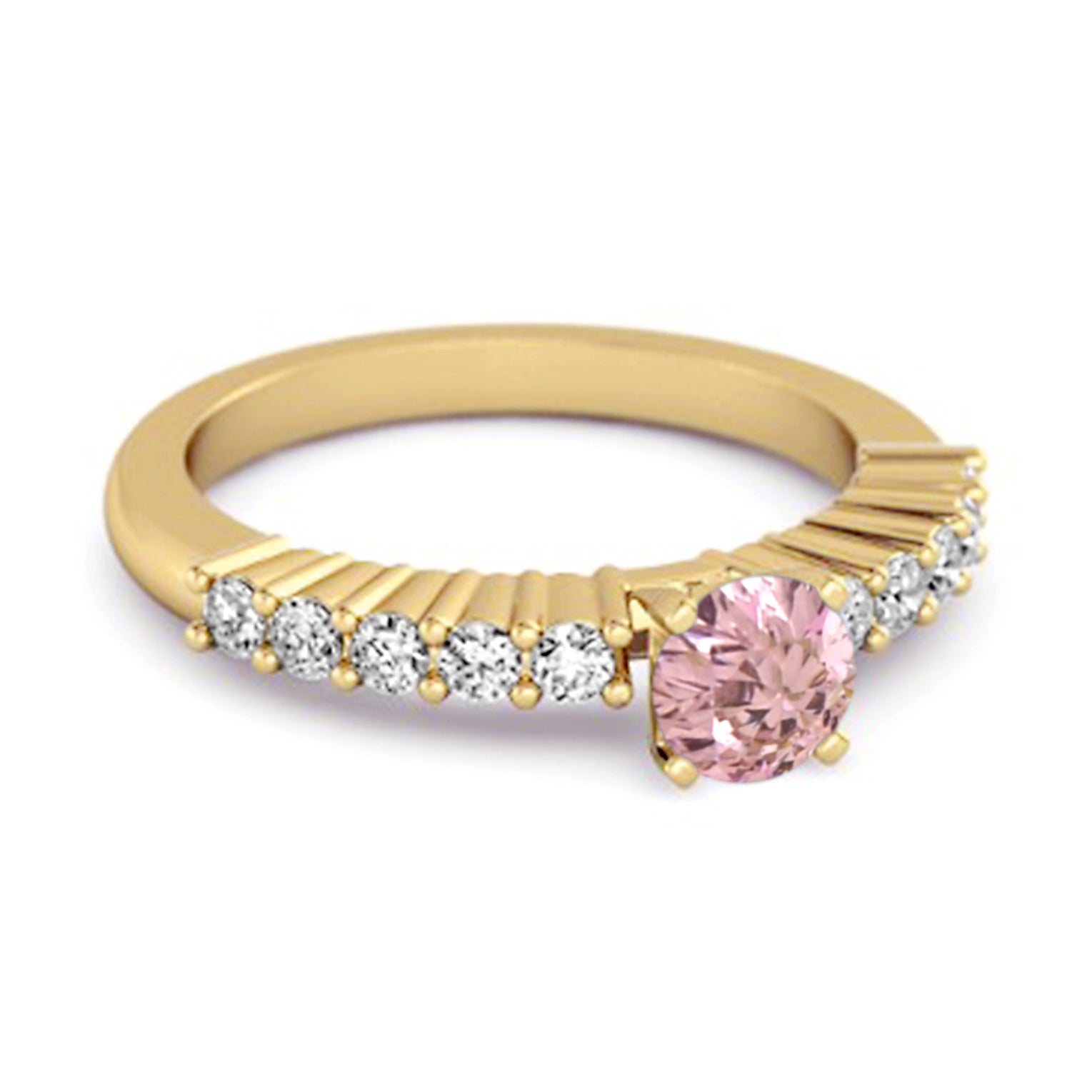 Anello da sposa in argento sterling con zirconi rosa da 0,10 carati e accenti solitari