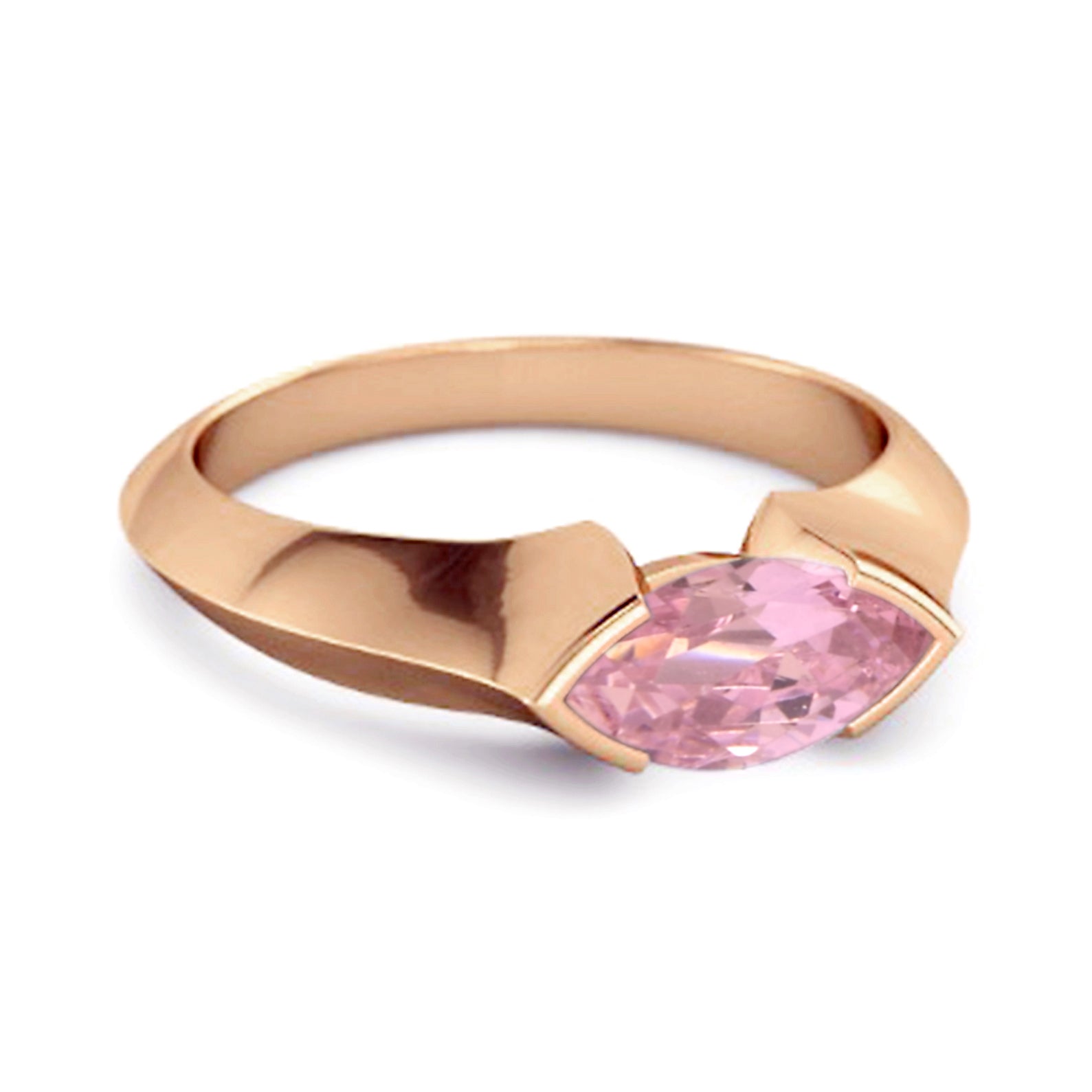 Anello di fidanzamento in argento sterling 925 con zirconi rosa marquise da 0,25 carati