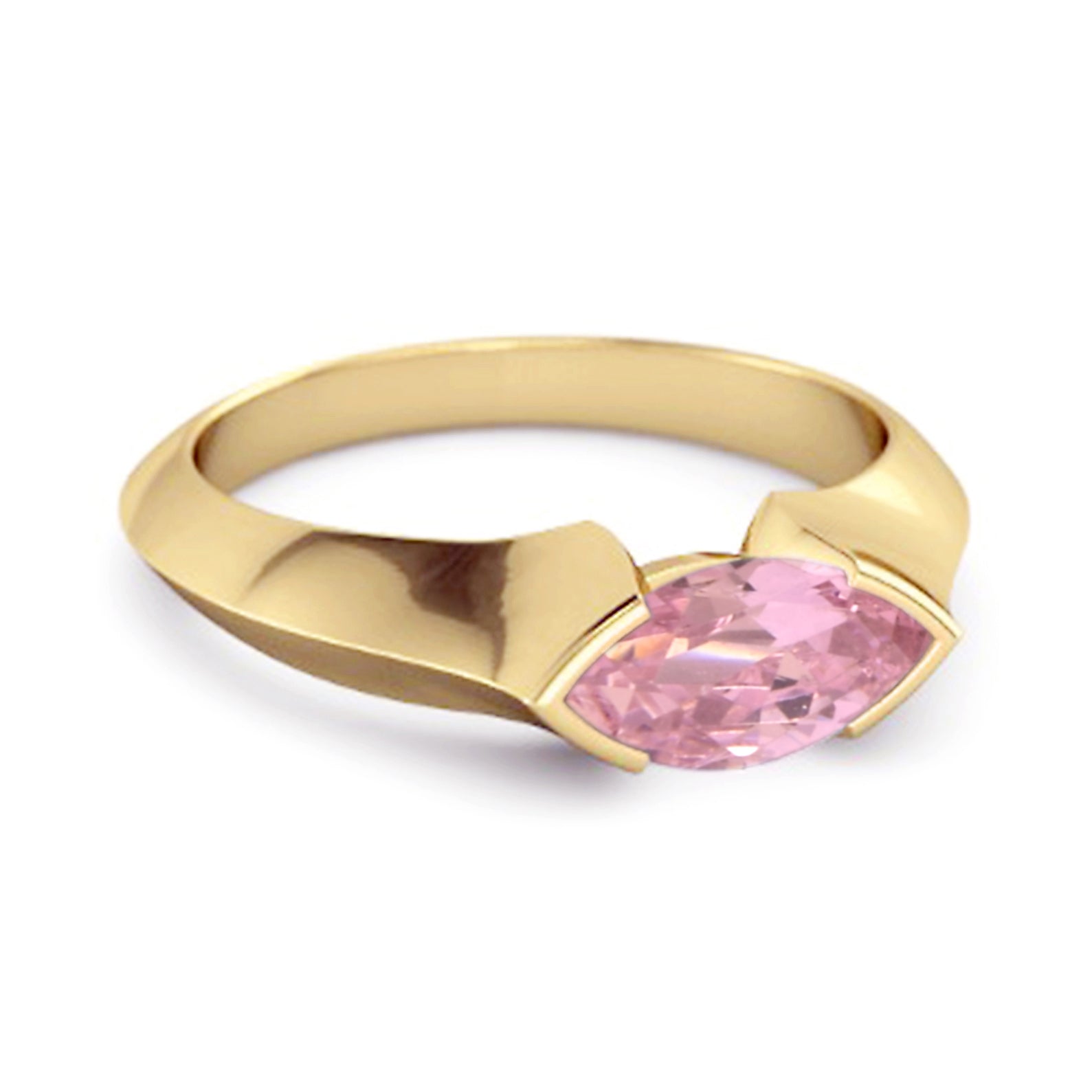 Anello di fidanzamento in argento sterling 925 con zirconi rosa marquise da 0,25 carati
