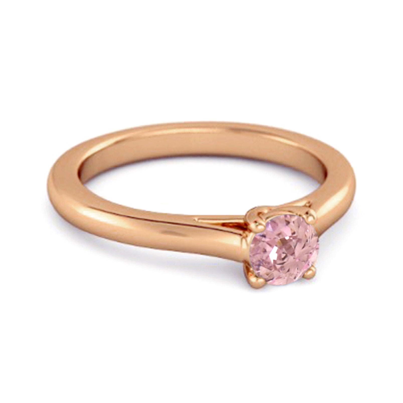 Anello con promessa in argento sterling 925 con zircone rosa taglio rotondo solitario