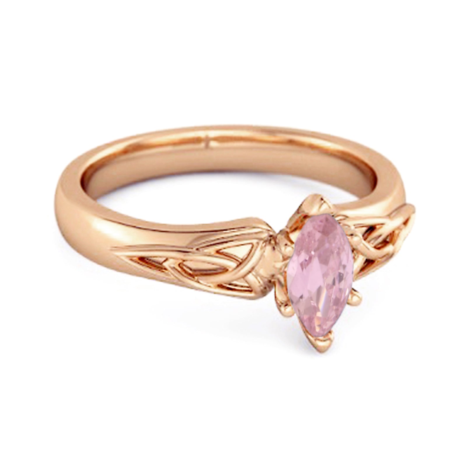 Celtic Pink Zirconia Ring 925 Sterling Silver Trinity Knot Band Ring
