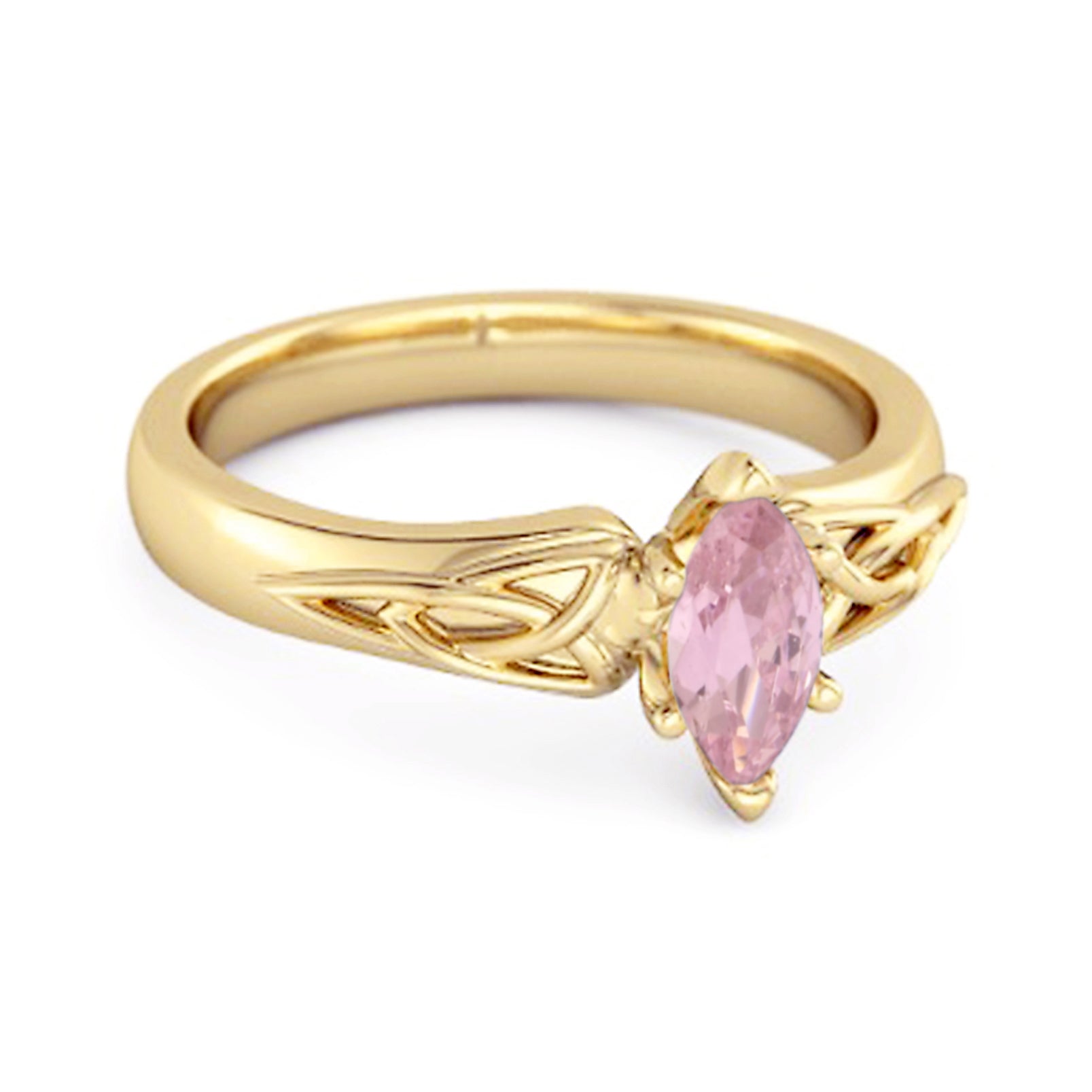 Celtic Pink Zirconia Ring 925 Sterling Silver Trinity Knot Band Ring