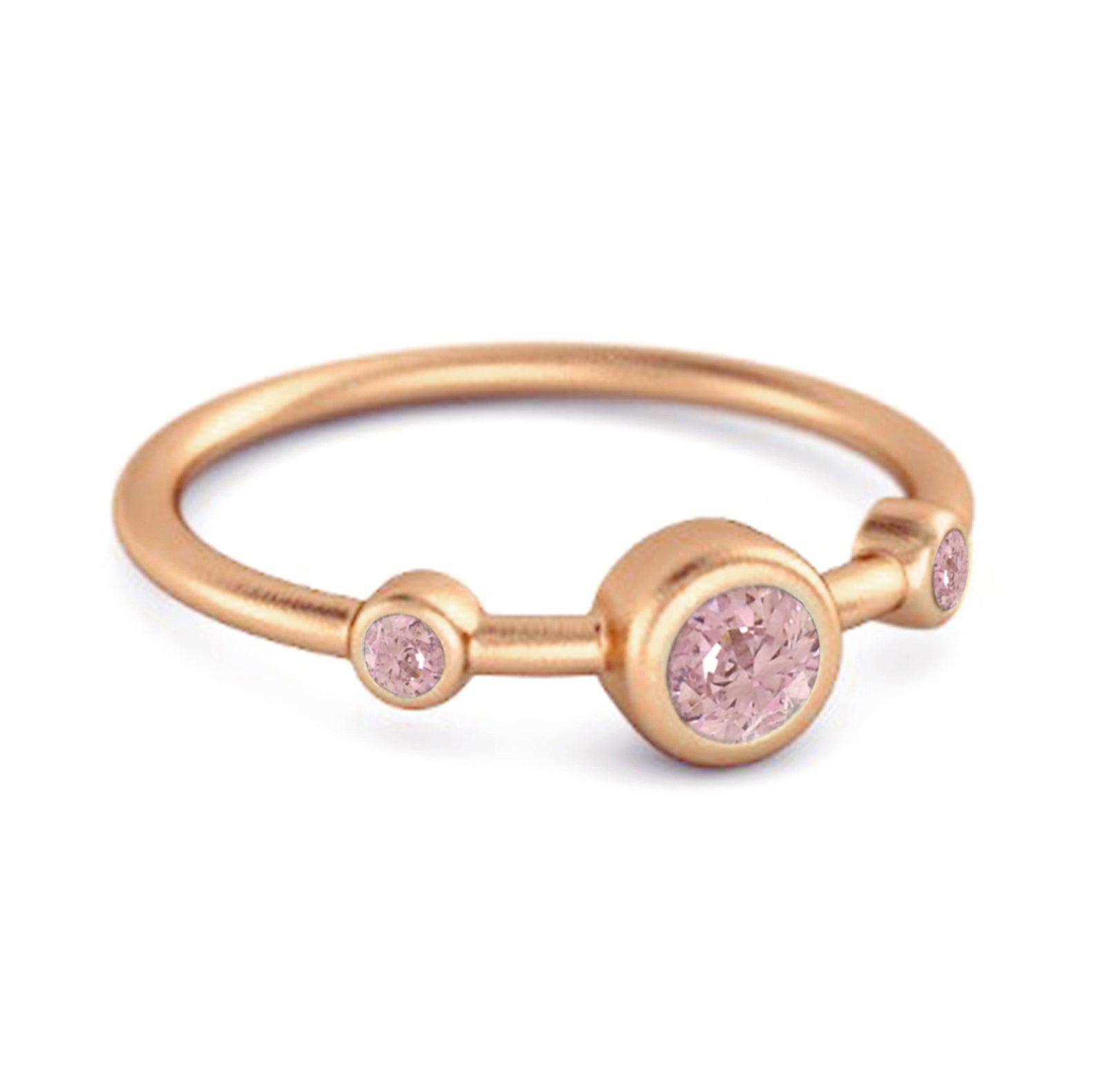 Pink Topaz Triple Bezel-Set Ring - Sterling Silver