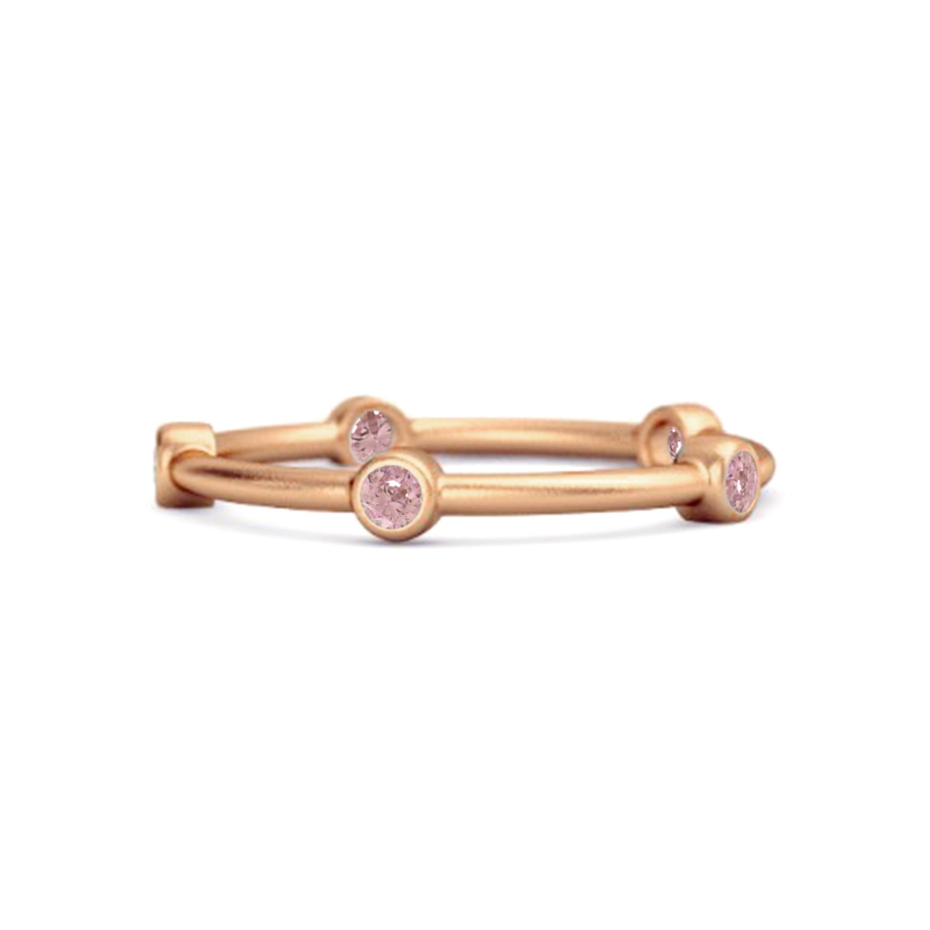 Pink CZ Minimal Stackable Band Ring - Sterling Silver