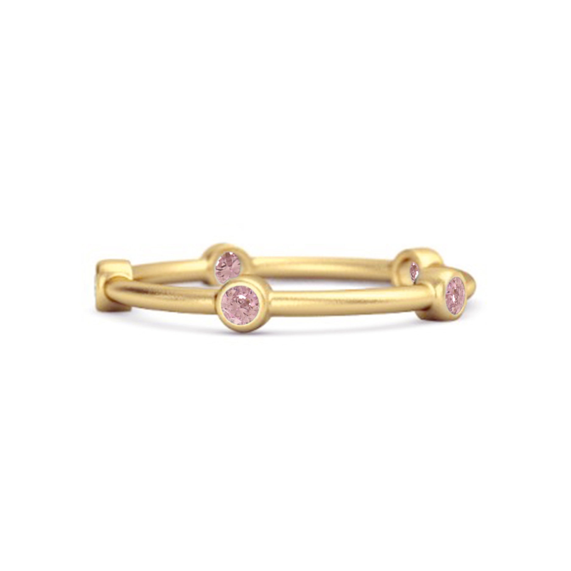 Pink CZ Minimal Stackable Band Ring - Sterling Silver
