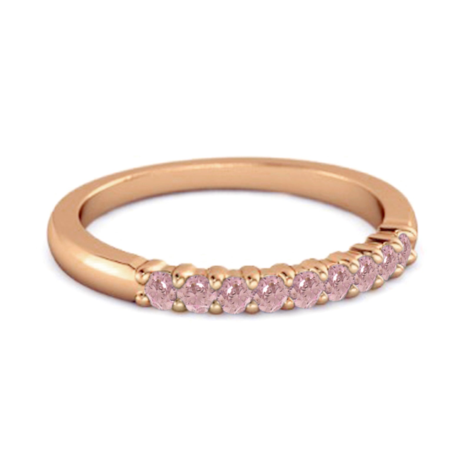 Pink CZ Round Half Eternity Ring – Sterling Silver