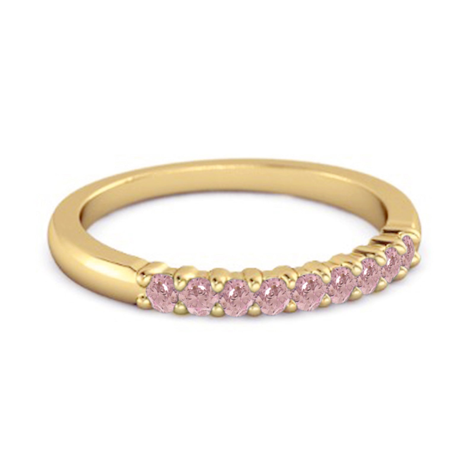 Pink CZ Round Half Eternity Ring – Sterling Silver