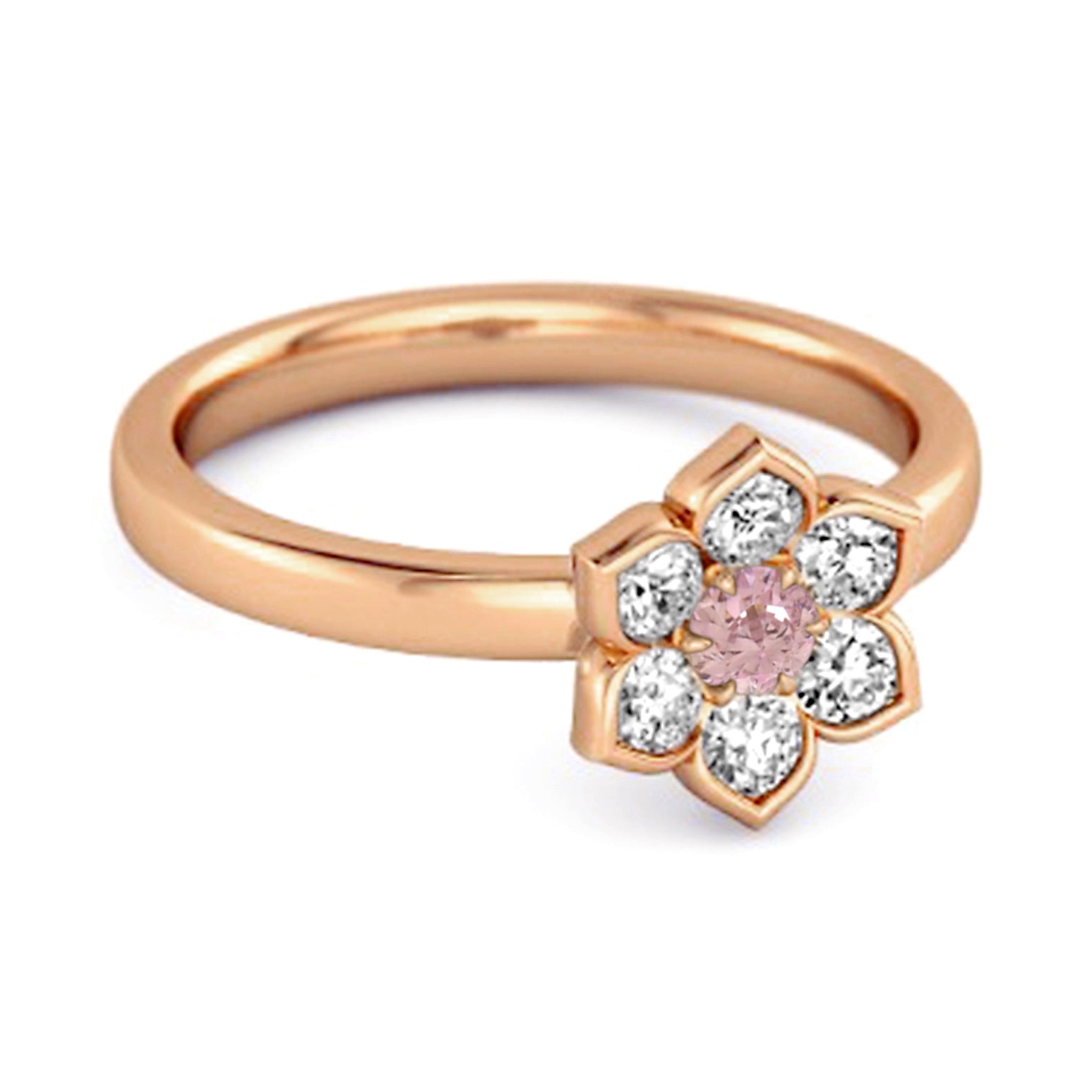 Pink Topaz Floral Cluster Ring - Sterling Silver