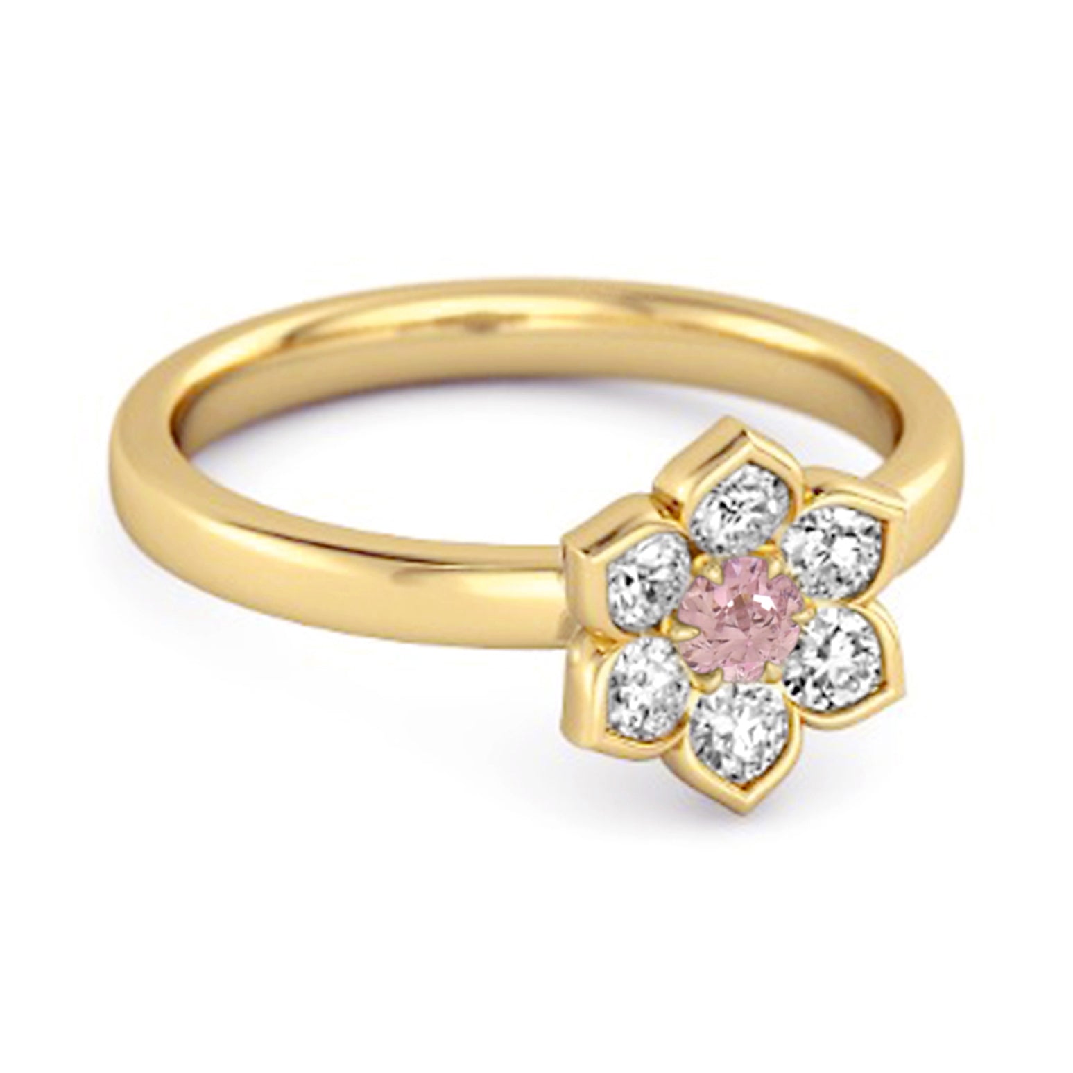 Pink Topaz Floral Cluster Ring - Sterling Silver