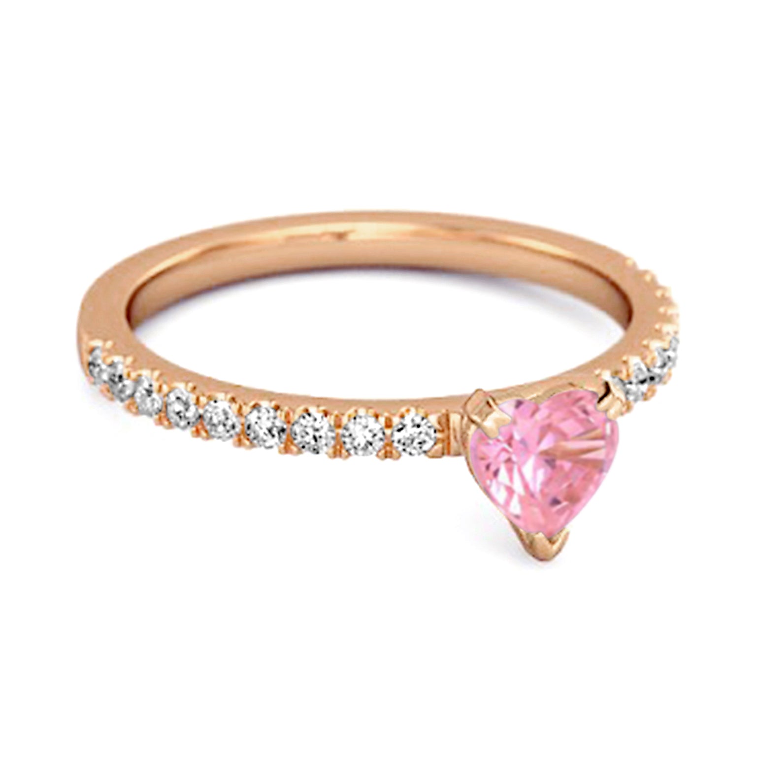 Anello a forma di cuore in argento sterling 925 con zirconi rosa da 0,50 ct, anello unico per amanti