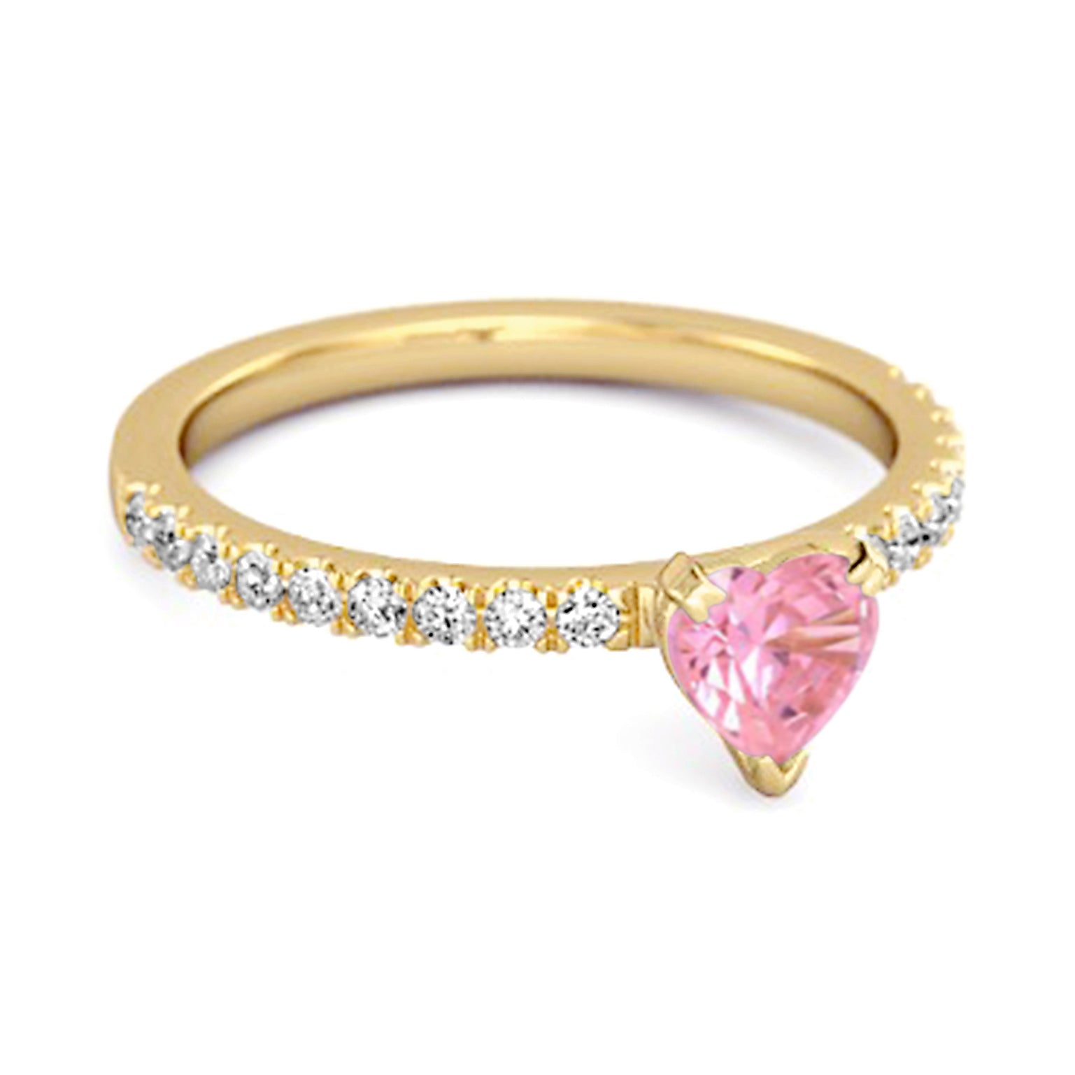 Anello a forma di cuore in argento sterling 925 con zirconi rosa da 0,50 ct, anello unico per amanti