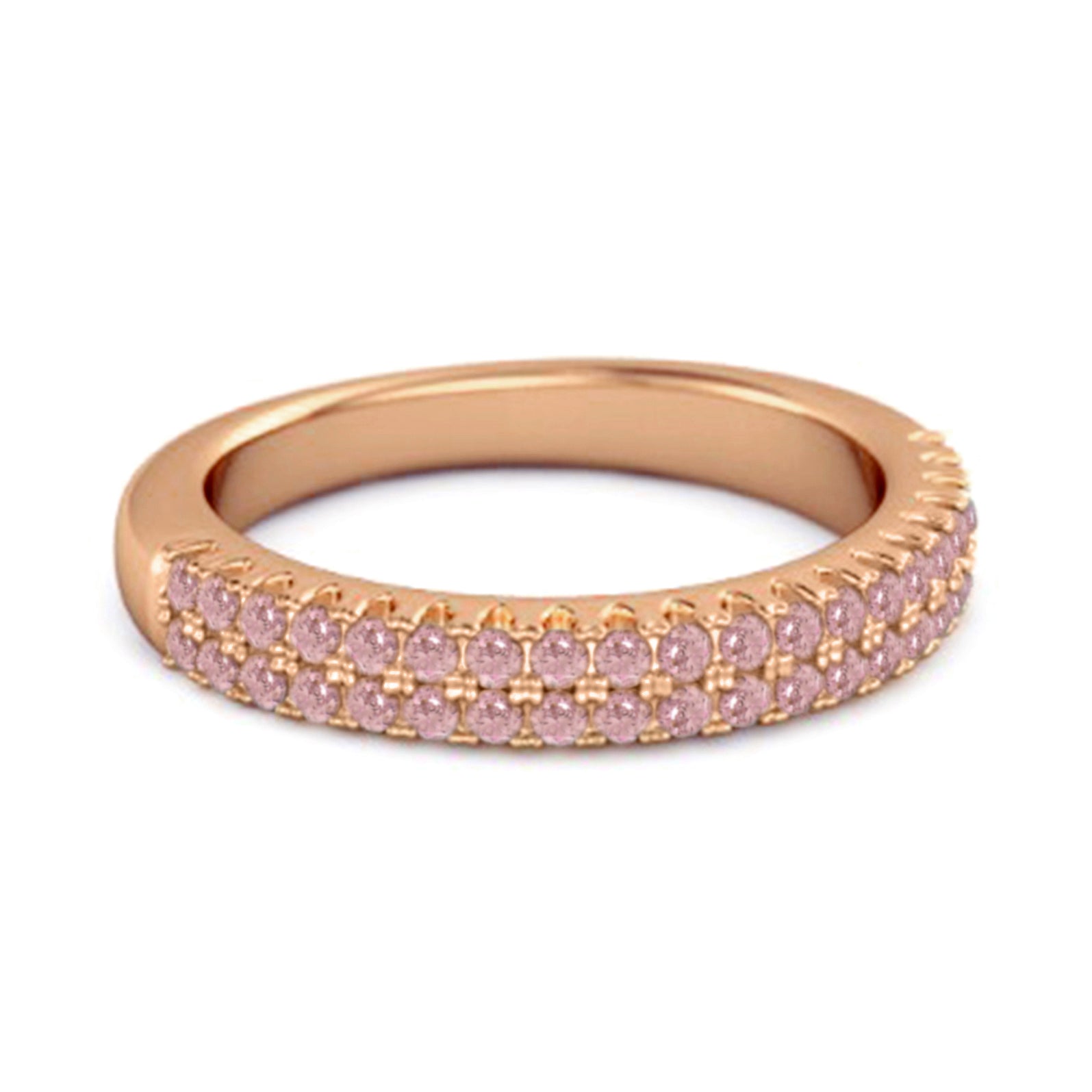 Anello a mezza eternità con zirconi rosa e doppia linea in argento sterling 925