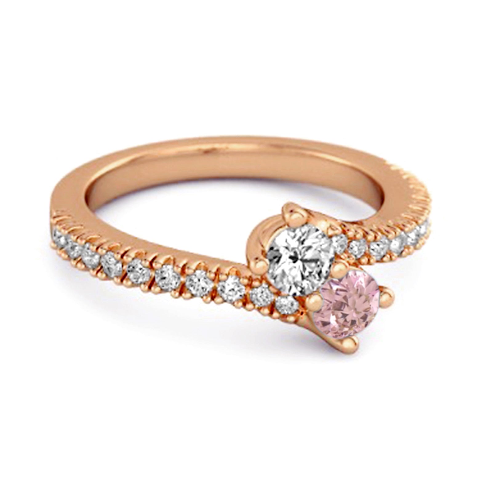 Pink Topaz Bypass Ring - Sterling Silver