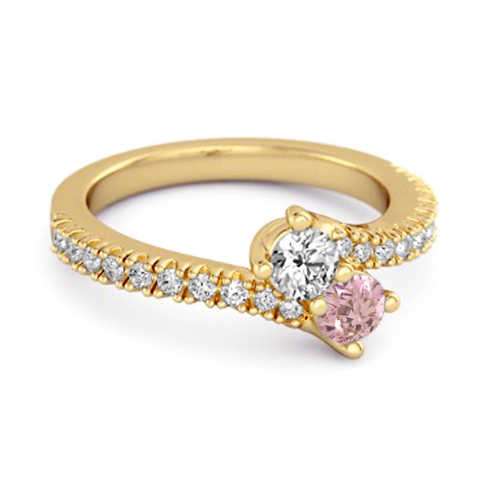 Pink Topaz Bypass Ring - Sterling Silver