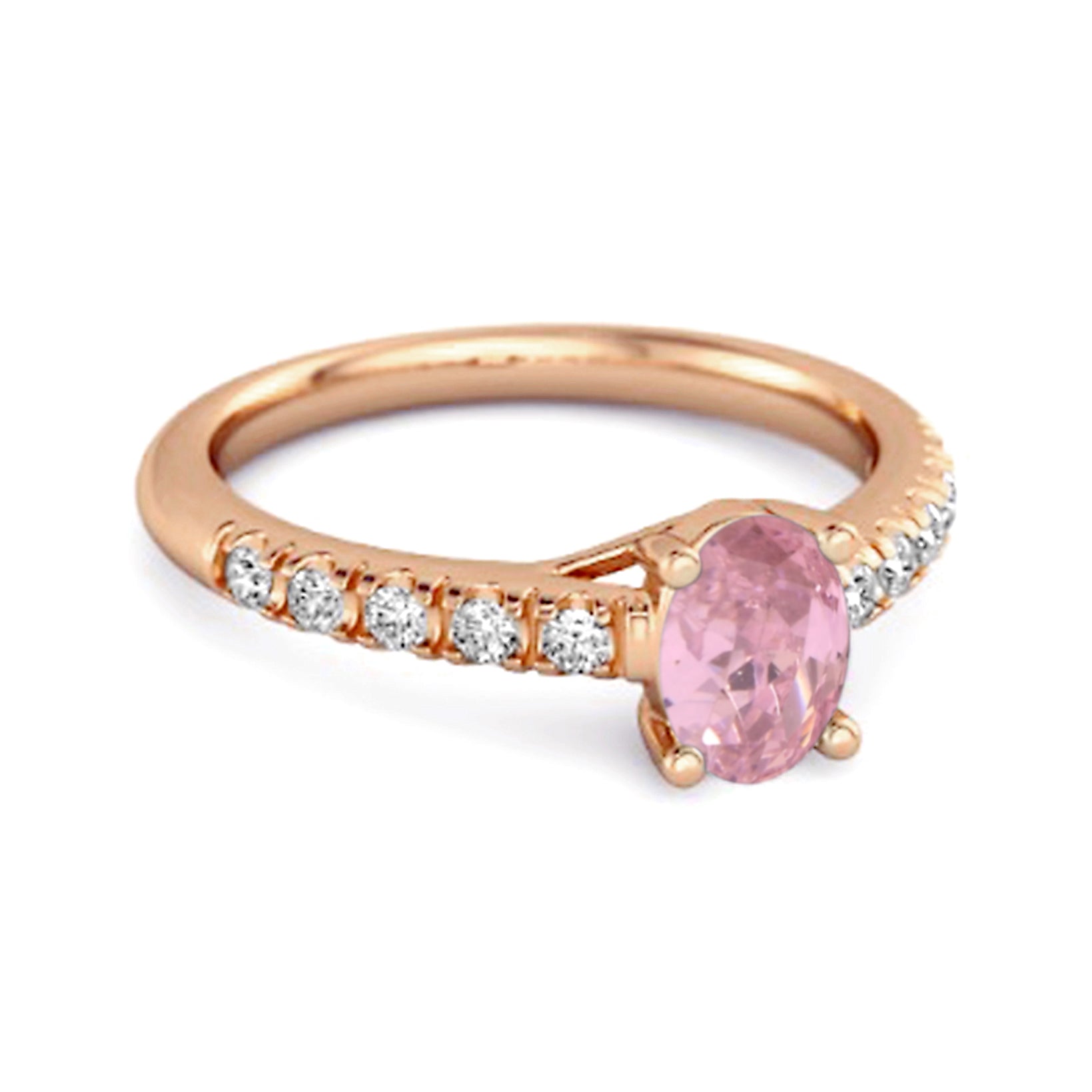 Anello da sposa con alone galleggiante in argento sterling 925 con zirconi rosa solitari