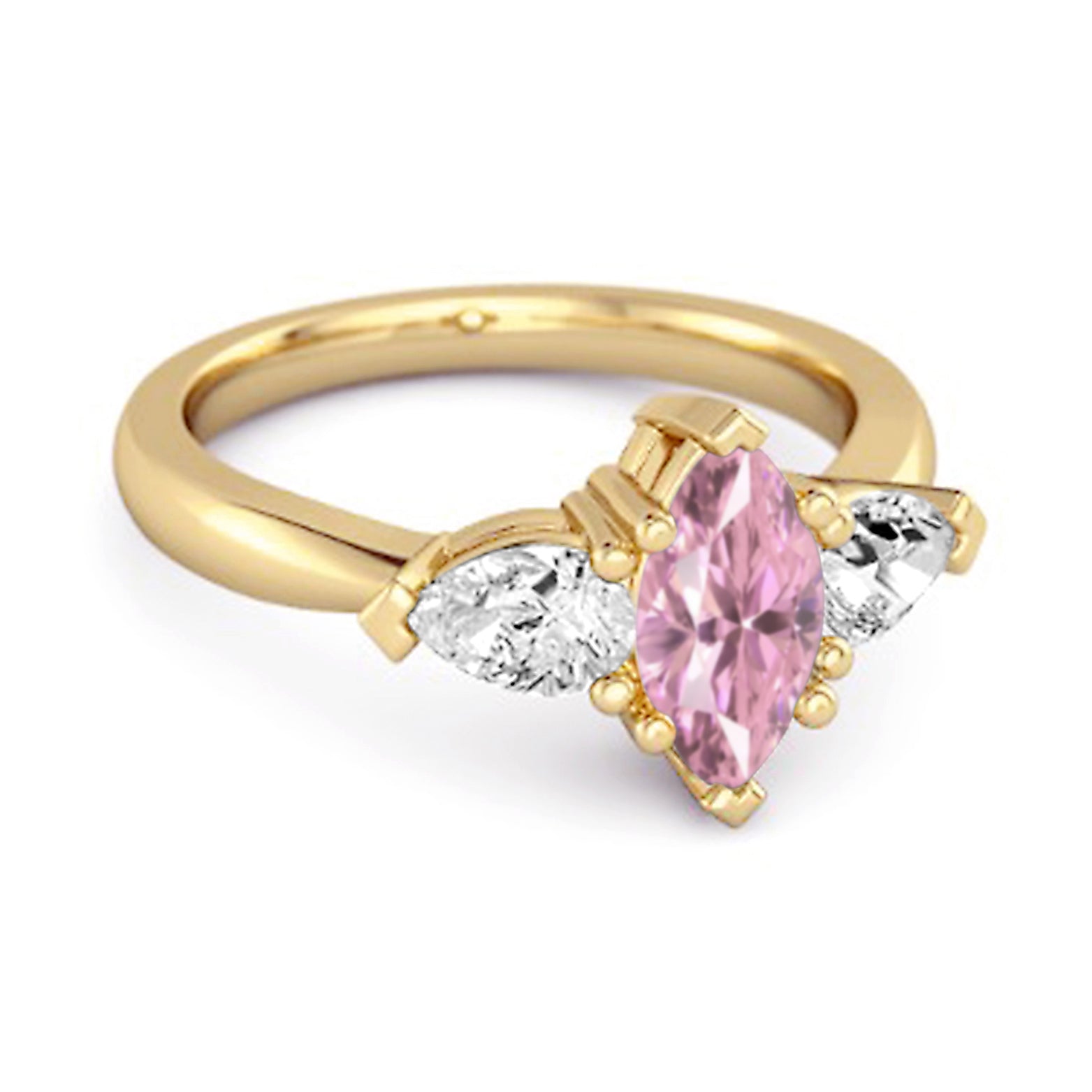 Anello in argento sterling 925 con zirconi rosa taglio marquise da 0,25 carati