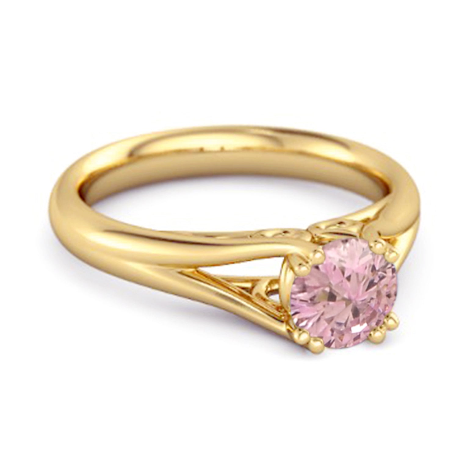 Solitaire 0.25 Ctw Round Pink Zirconia 925 Sterling Silver Split Ring