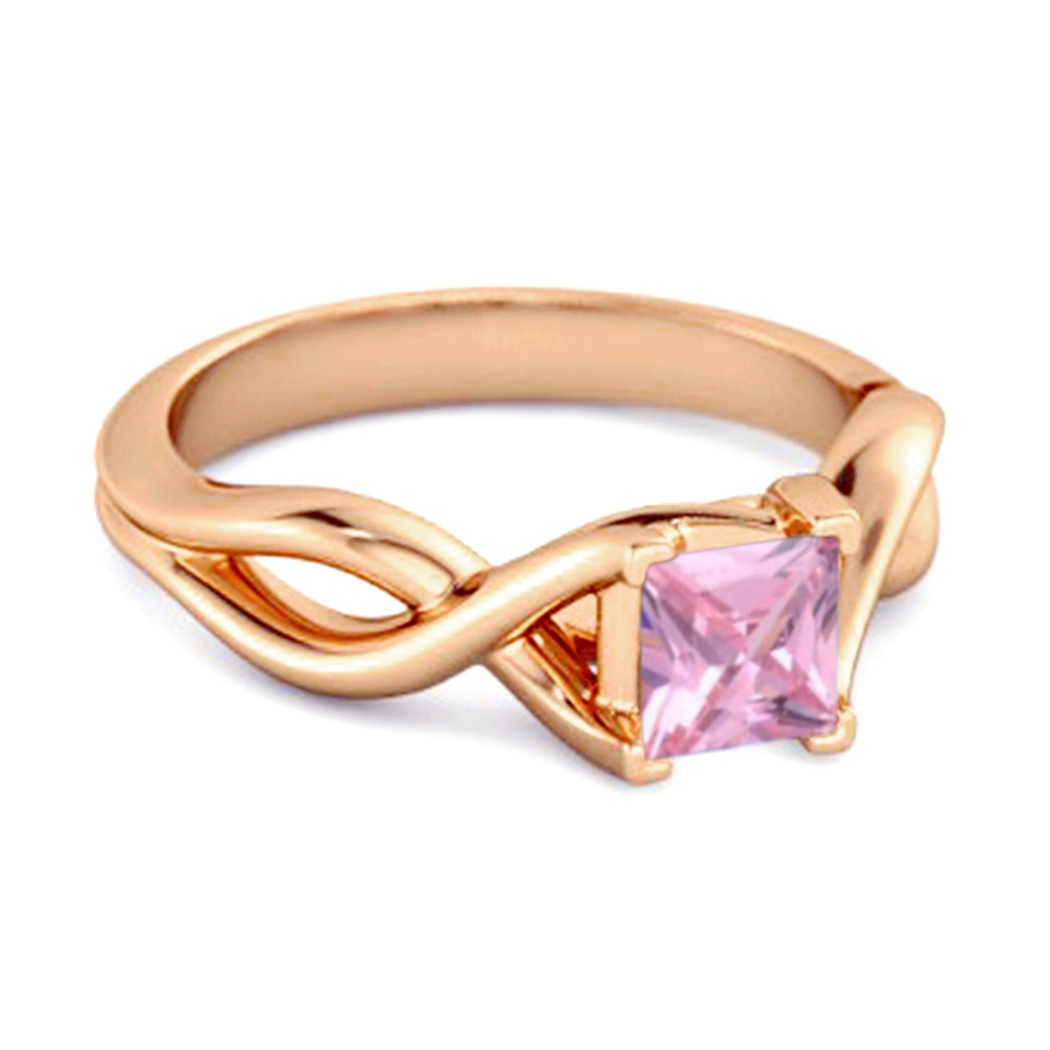 Pink Topaz Twisted Vine Band Ring - Sterling Silver