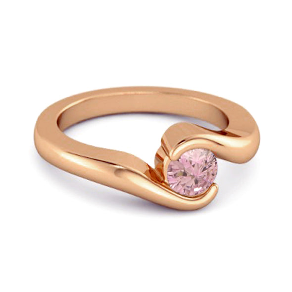 Ocean Wave 925 Sterling Silver 0.10 Ctw Pink Zirconia Women Wedding Ring
