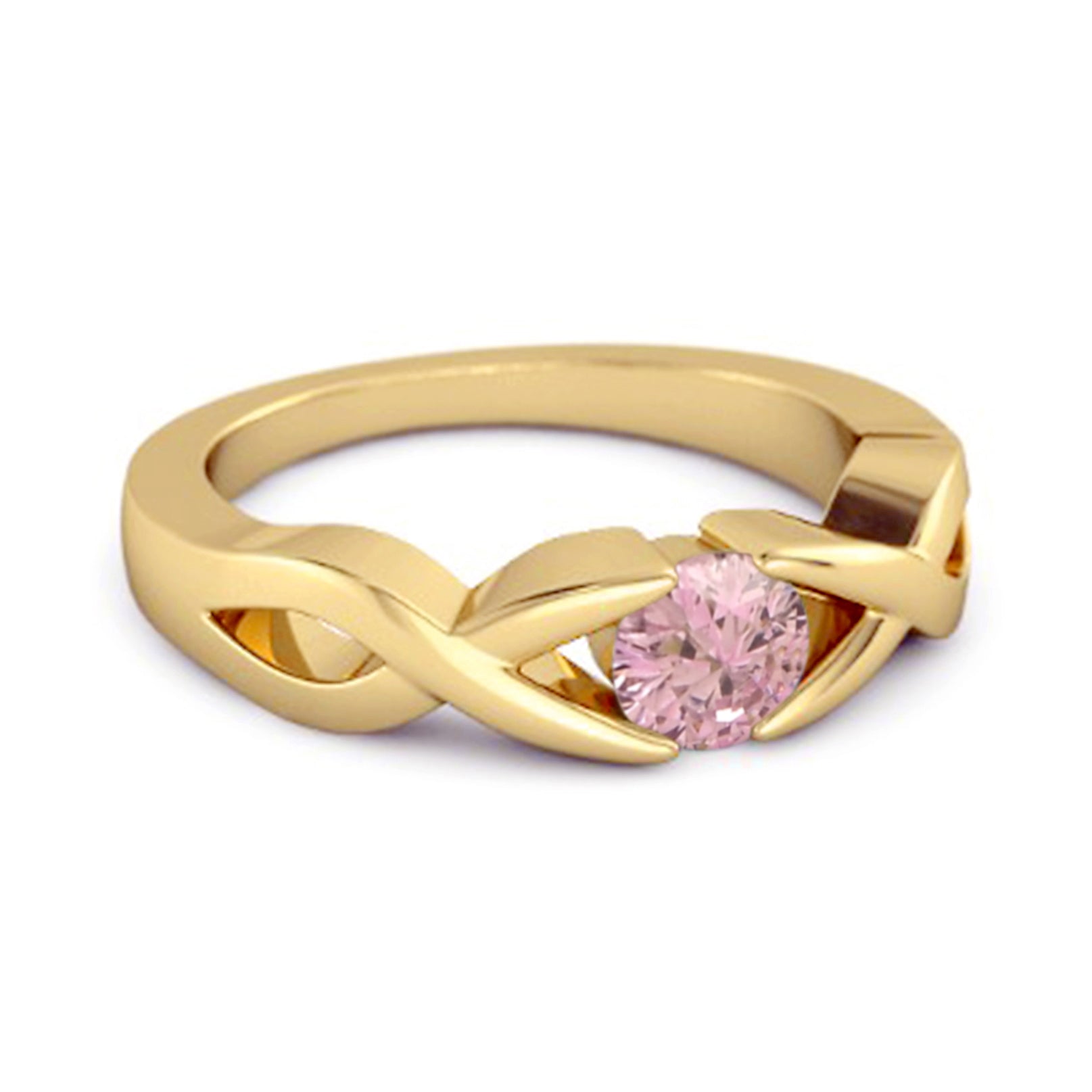 Anello da donna impilabile in argento sterling 925 con zirconi rosa rotondi da 3,00 mm