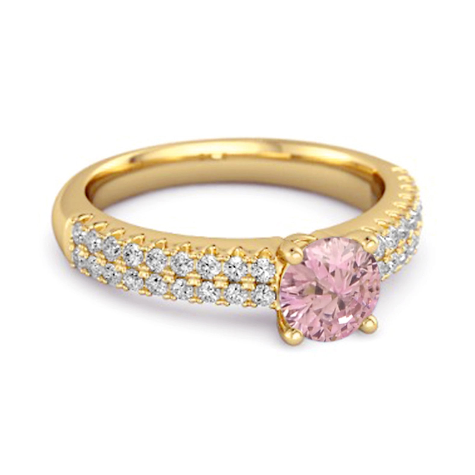Anello impilabile in argento sterling 925 con zirconi rosa da 0,10 carati a doppia fascia