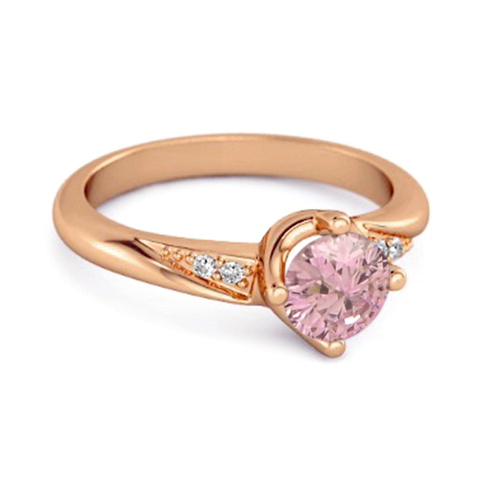 Anello da donna in argento sterling 925 con zirconi rosa da 0,25 carati e solitario