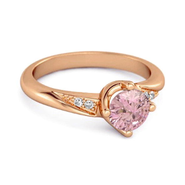 Solitaire 0.25 Ctw Pink Zirconia Accents 925 Sterling Silver Women Ring