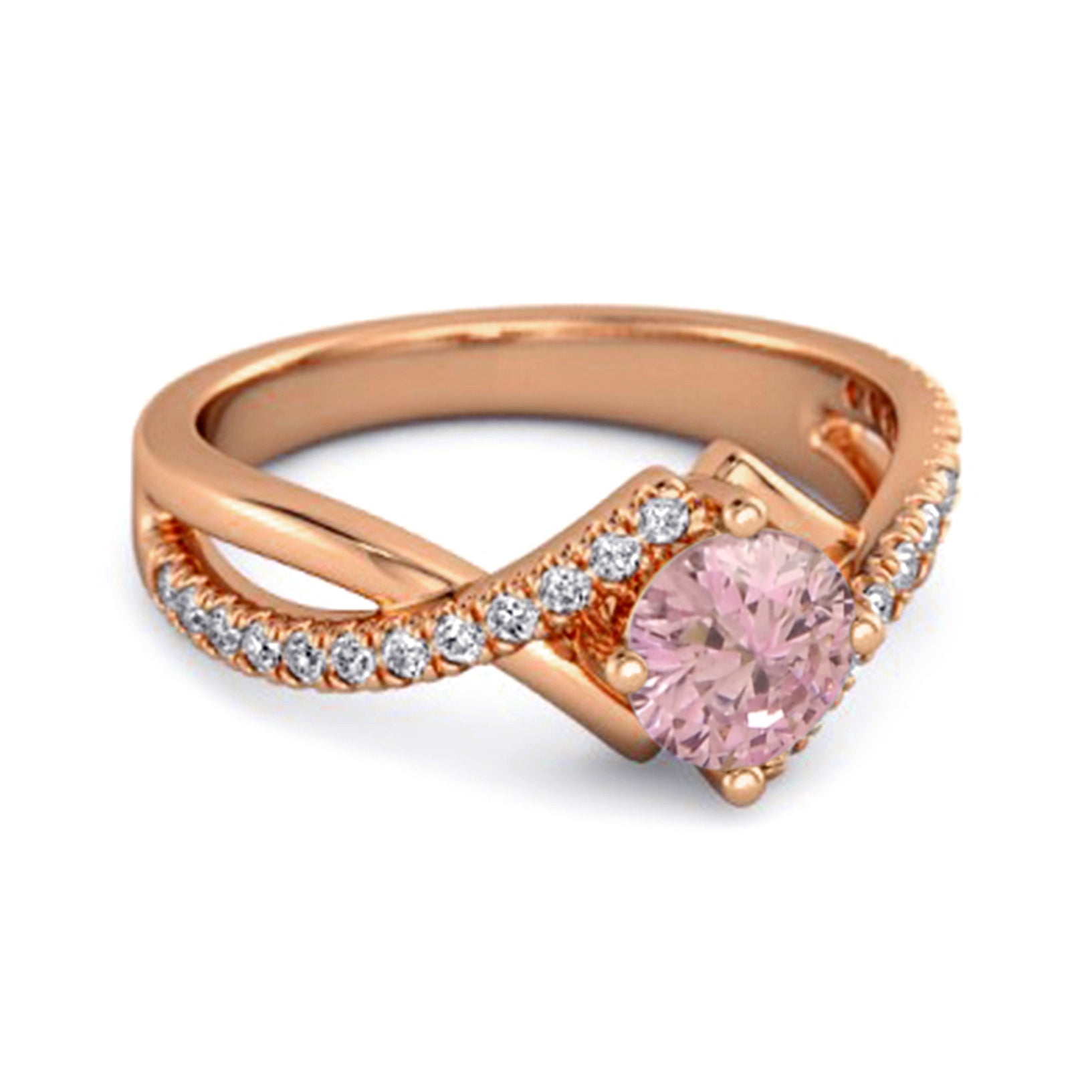 Anello da donna classico ed elegante con accenti solitari in zirconia rosa da 0,25 carati