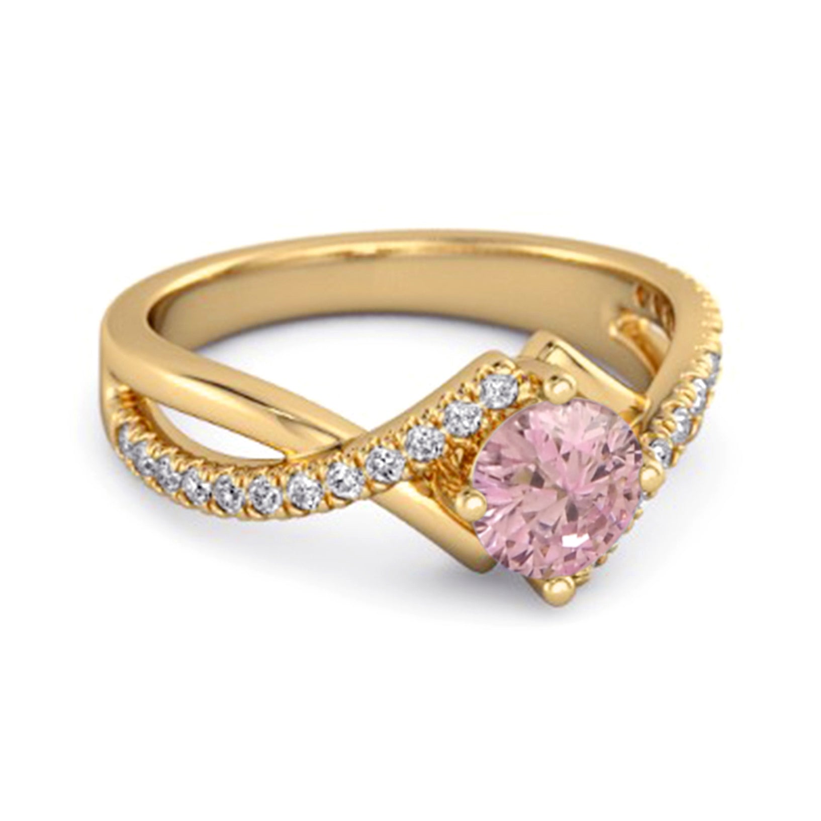 Anello da donna classico ed elegante con accenti solitari in zirconia rosa da 0,25 carati