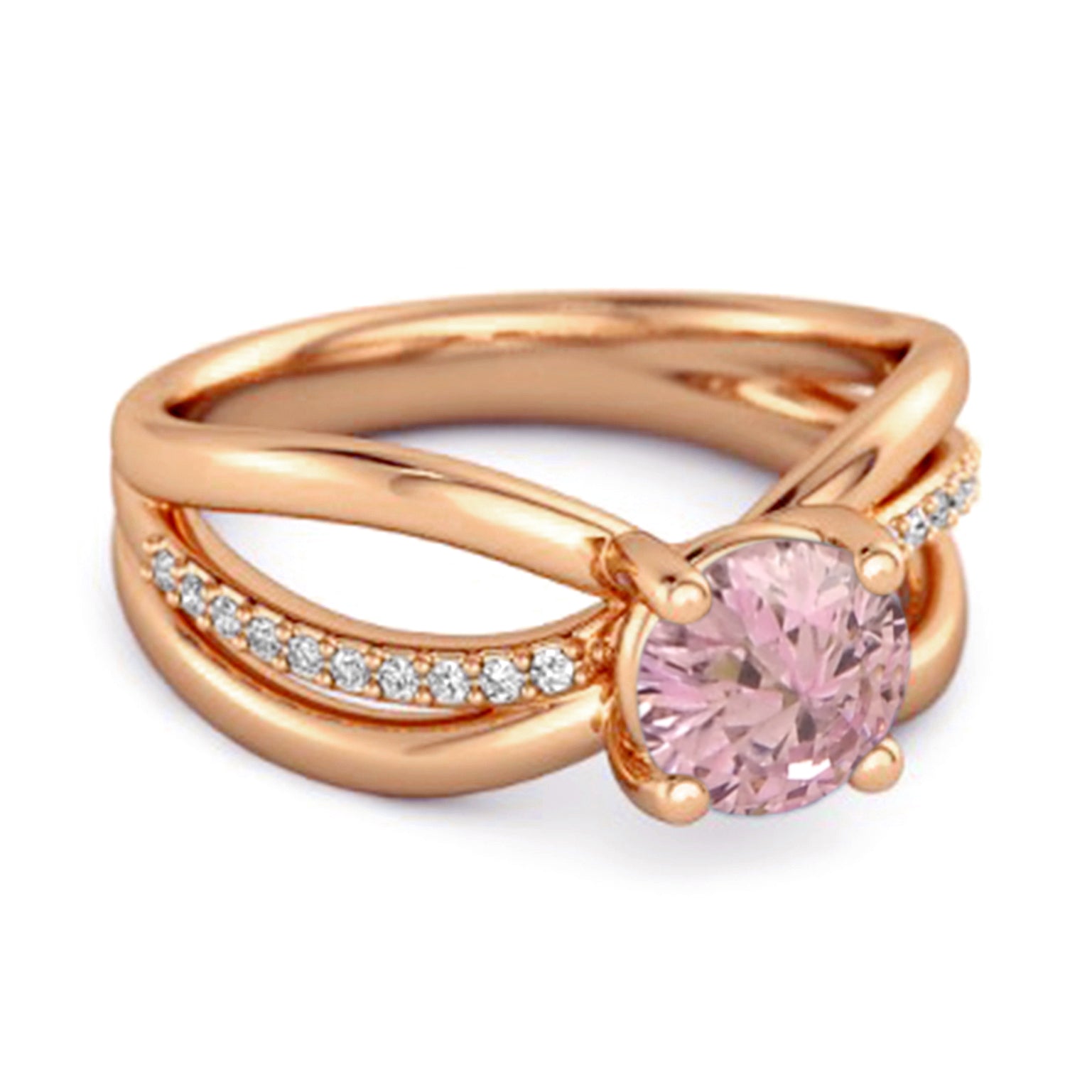 Anello da donna impilabile a 3 fasce in argento sterling 925 con zirconi rosa da 0,25 carati