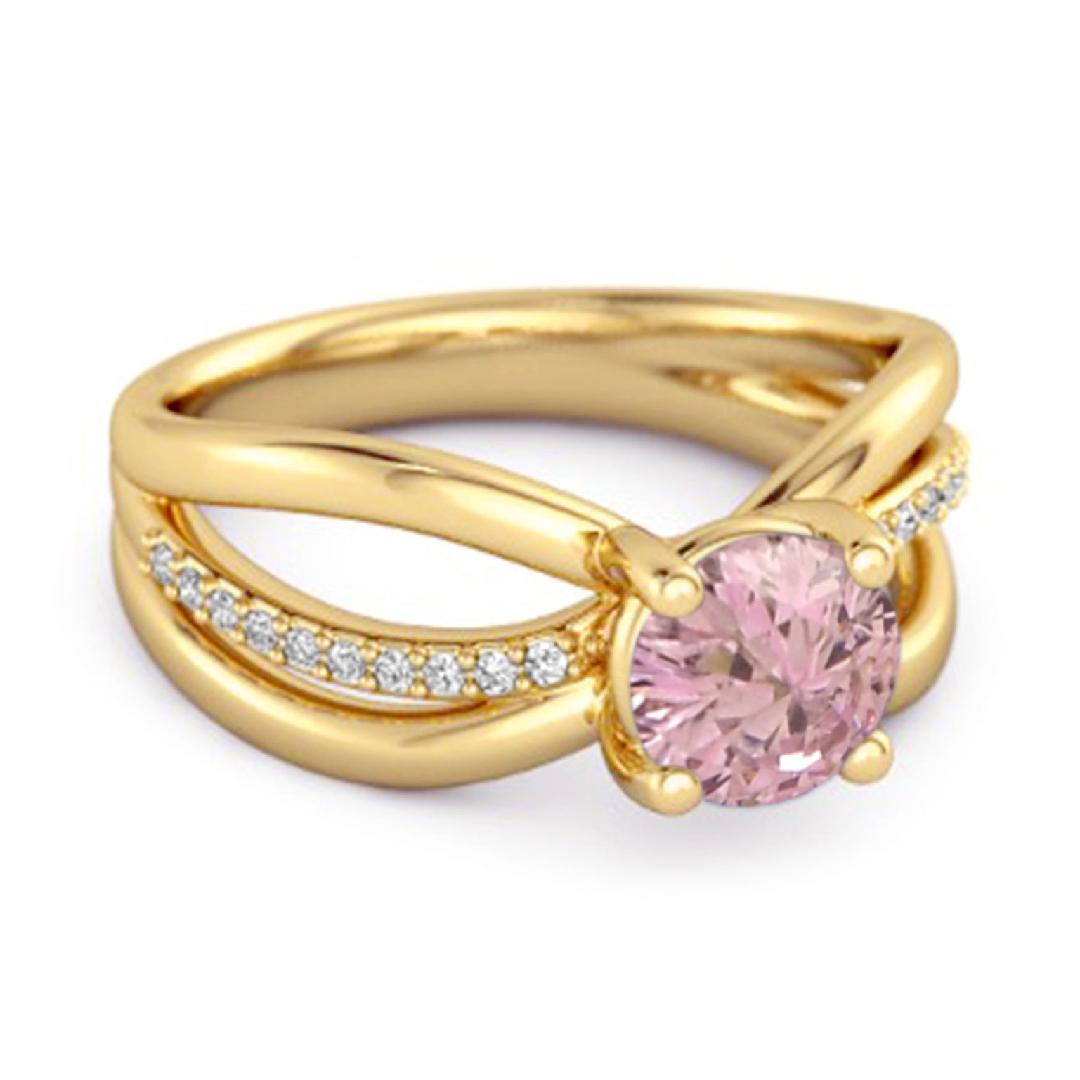 Anello da donna impilabile a 3 fasce in argento sterling 925 con zirconi rosa da 0,25 carati