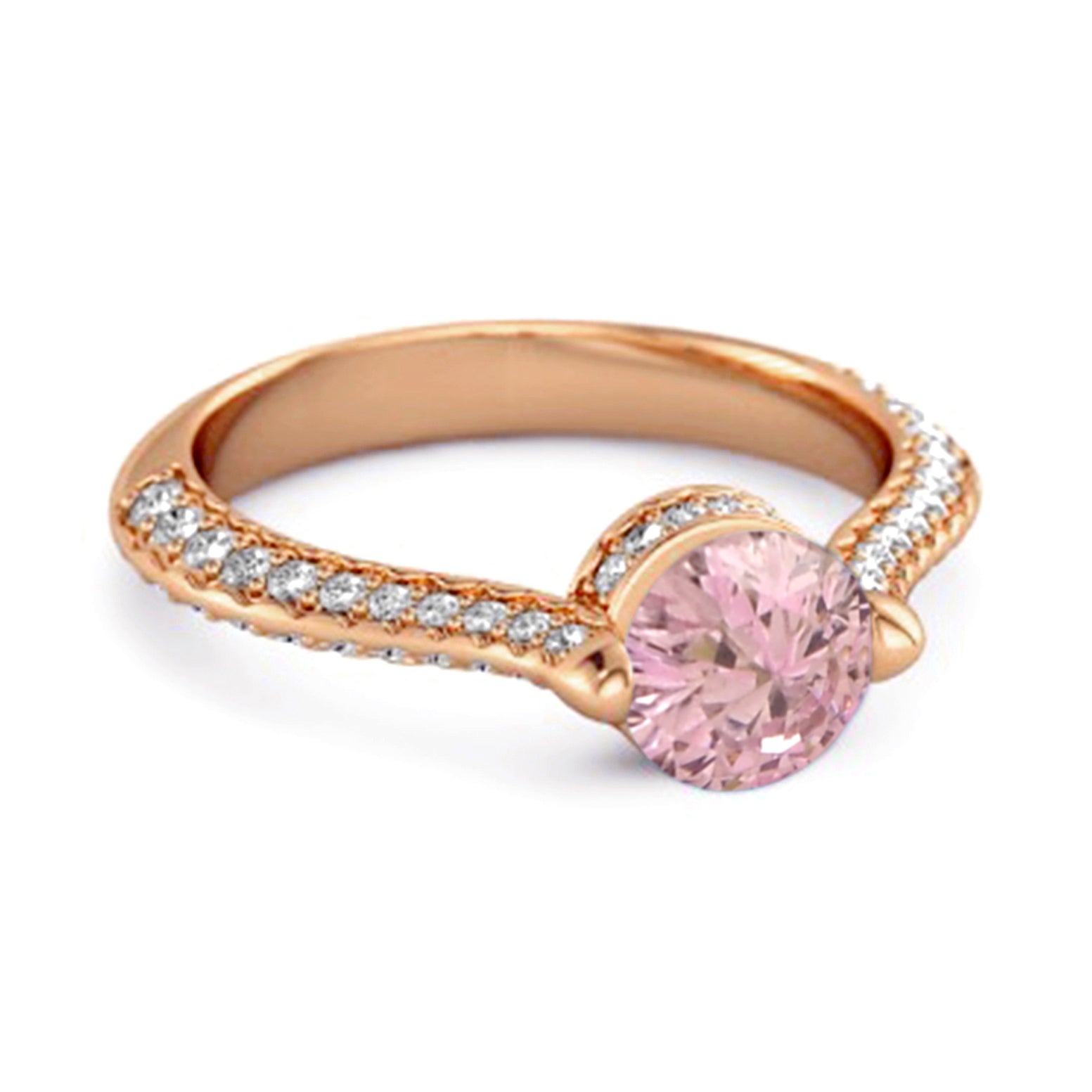 Anello in argento sterling 925 con accenti solitari in zirconia rosa da 0,25 carati