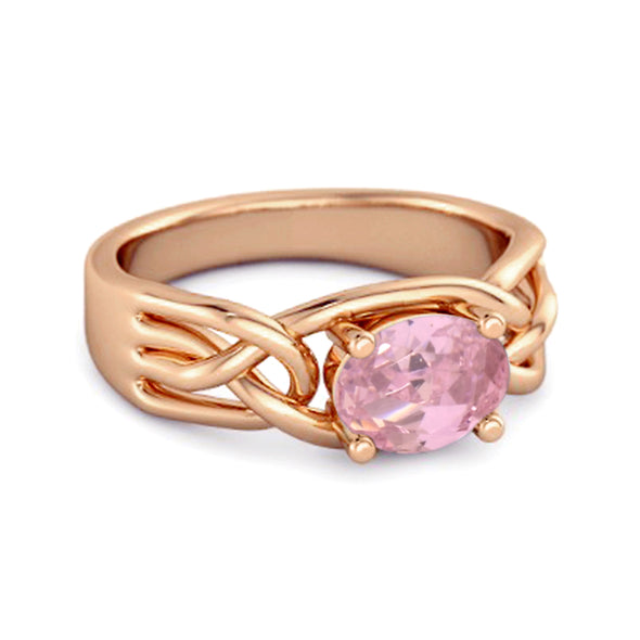 925 Sterling Silver 0.50 Ctw Pink Zirconia Horizontal Set Engagement Ring