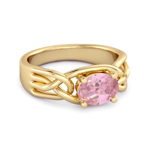925 Sterling Silver 0.50 Ctw Pink Zirconia Horizontal Set Engagement Ring
