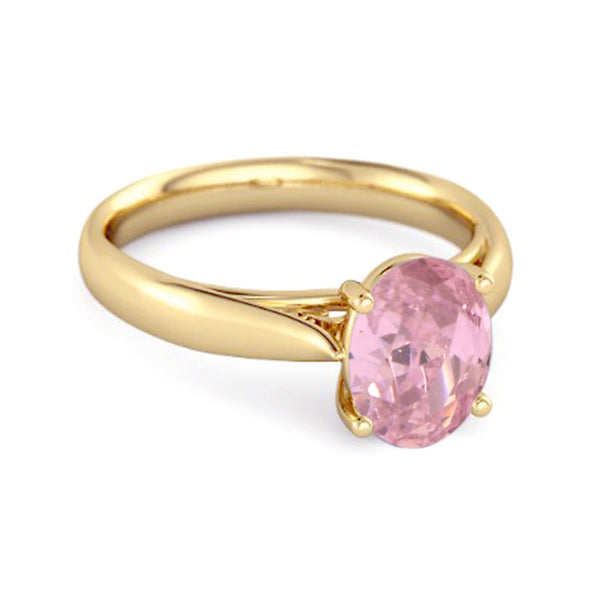 Single Stone 1.50 Ctw Pink Zirconia 925 Sterling Silver Stackable Ring