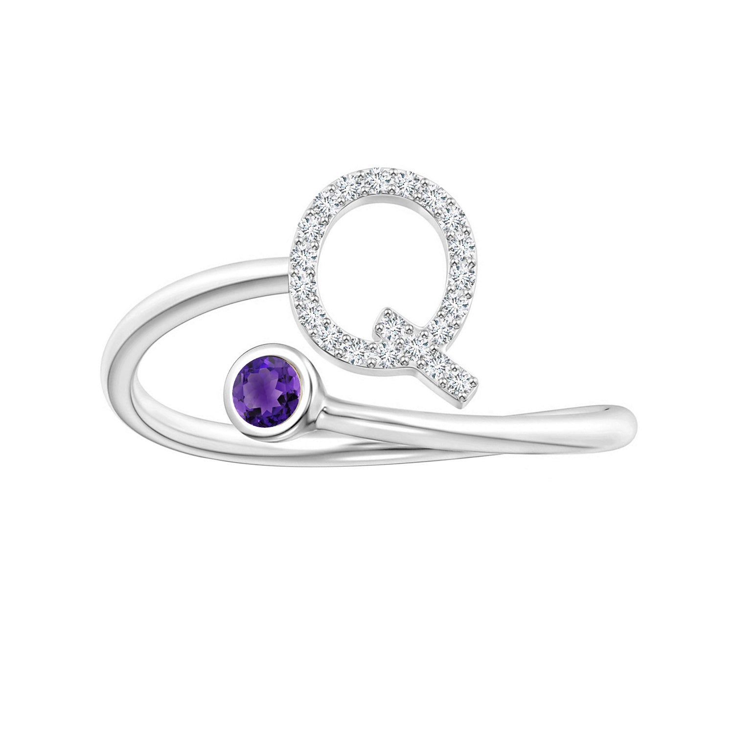 Initials Amethyst Alphabet Ring