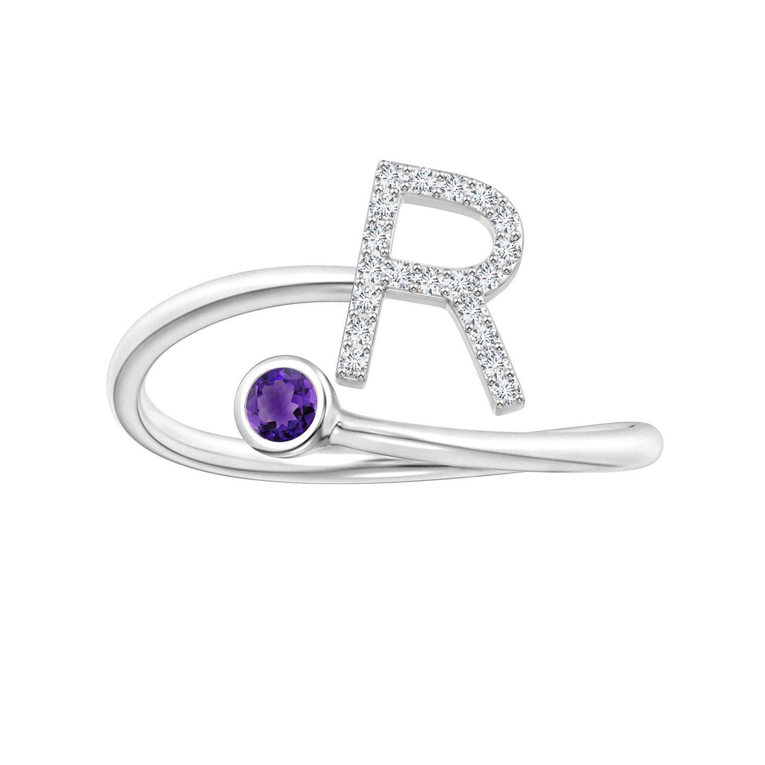 Initials Amethyst Alphabet Ring