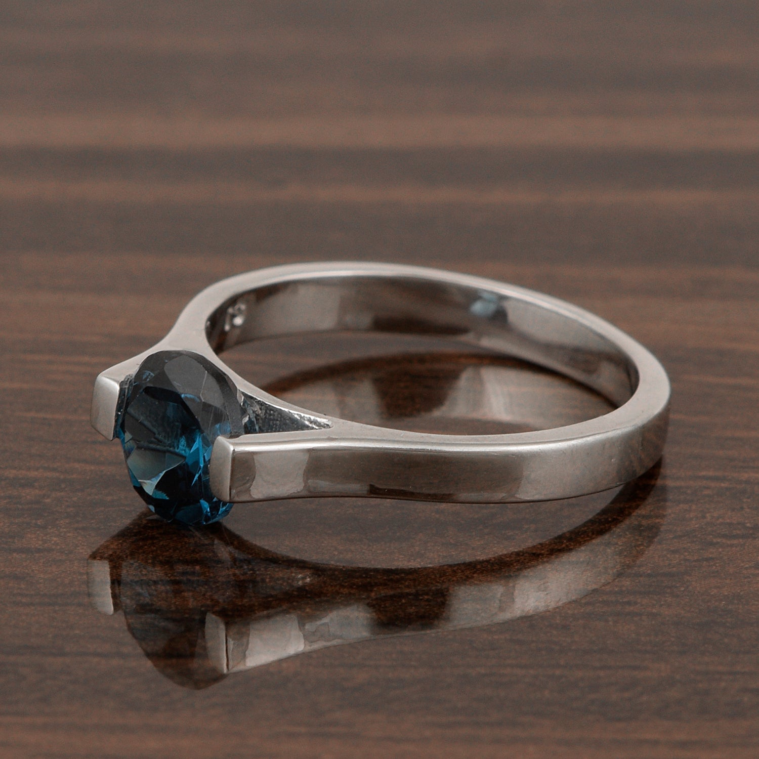 London Blue Topaz Tension Set Ring – 925 Sterling Silver