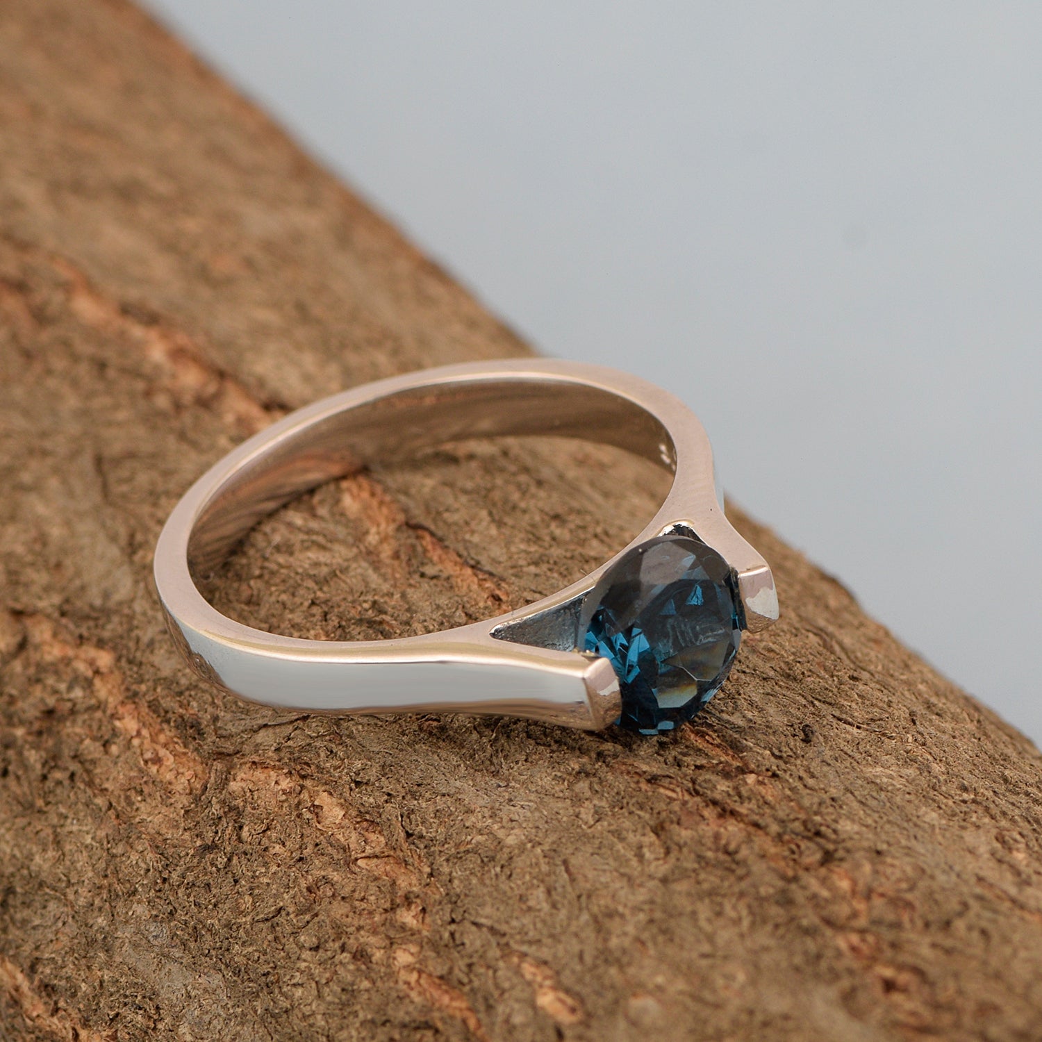London Blue Topaz Tension Set Ring – 925 Sterling Silver