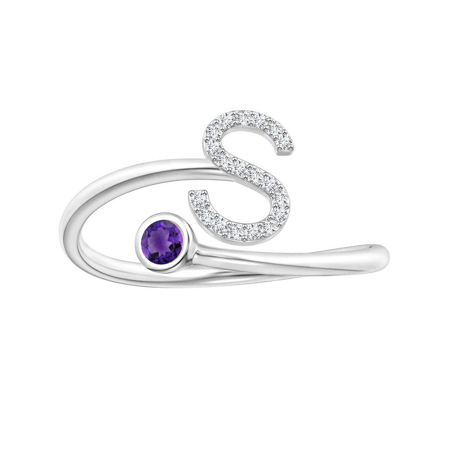 Initials Amethyst Alphabet Ring