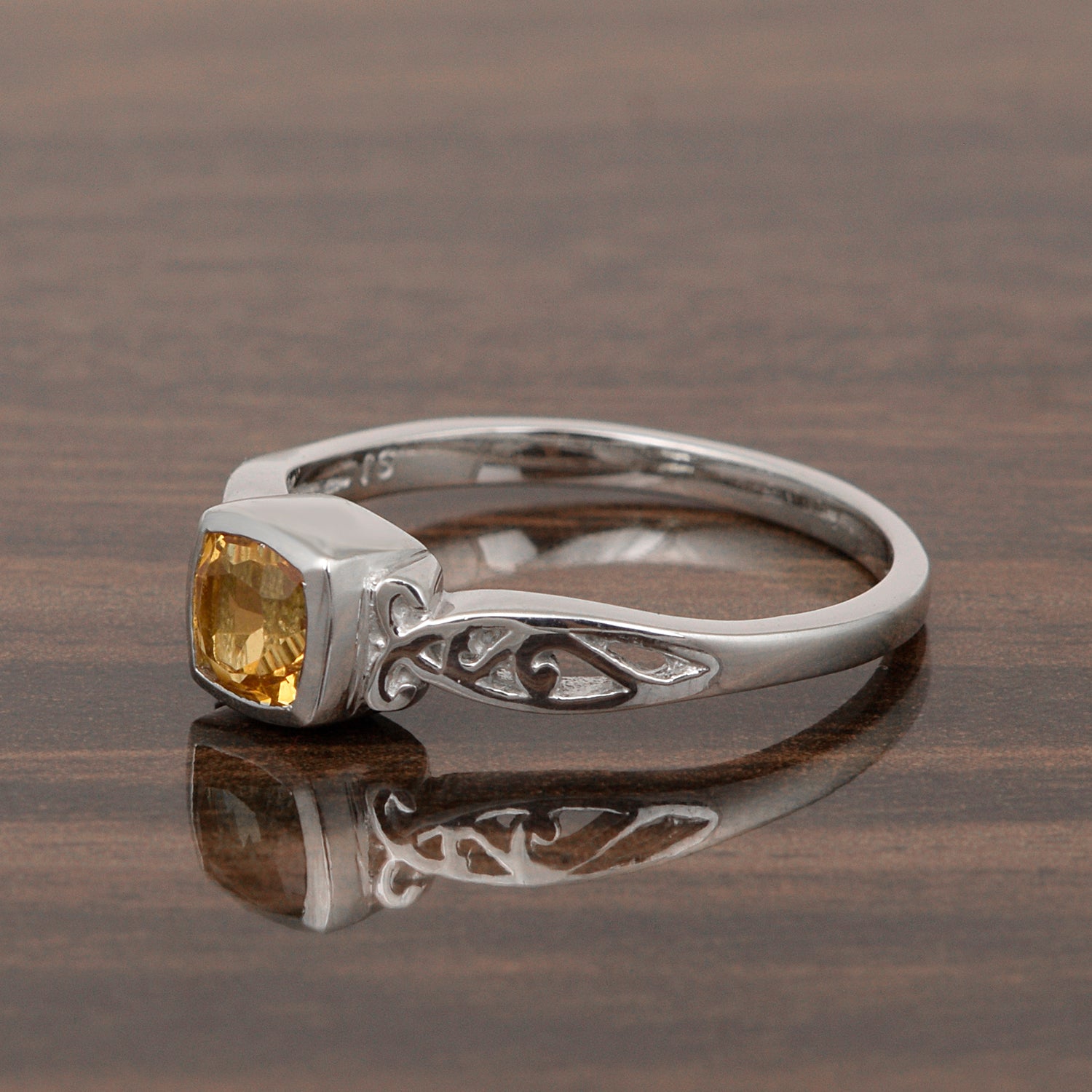 Citrine Filigree Openwork Band Ring – Sterling Silver