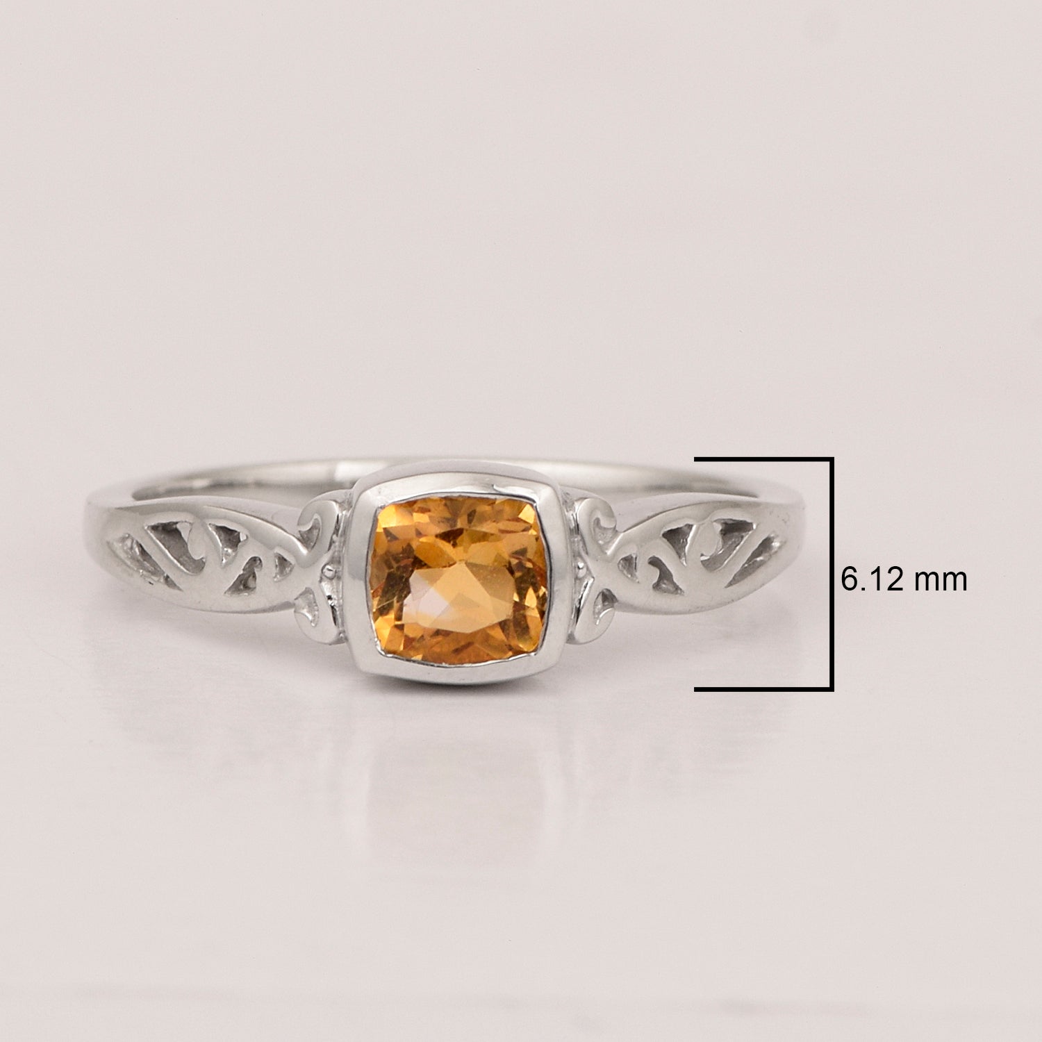 Citrine Filigree Openwork Band Ring – Sterling Silver