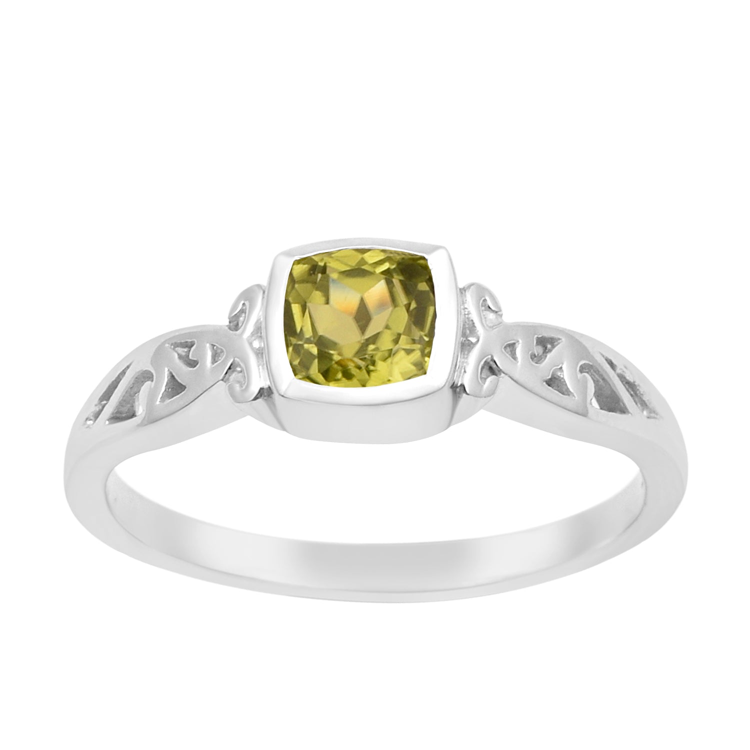Peridot Vintage-Inspired Filigree Design Ring - Sterling Silver